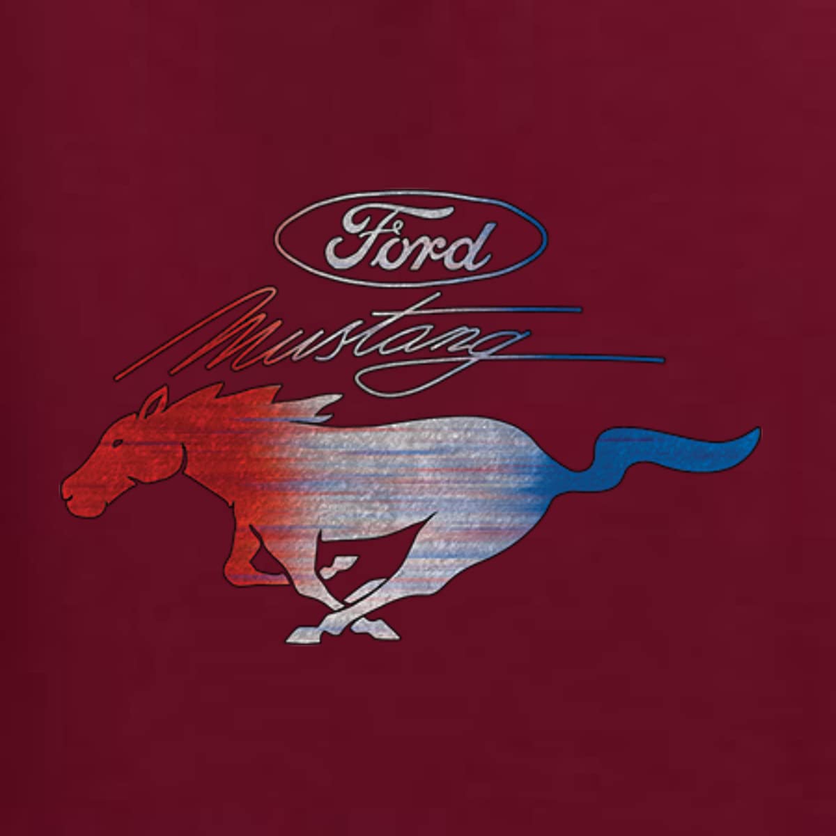 Ford Mustang Graphic T-Shirt for Women - USA Flag & Mustang Emblem Design - Casual Wear for Car Enthusiasts & Truck Lovers