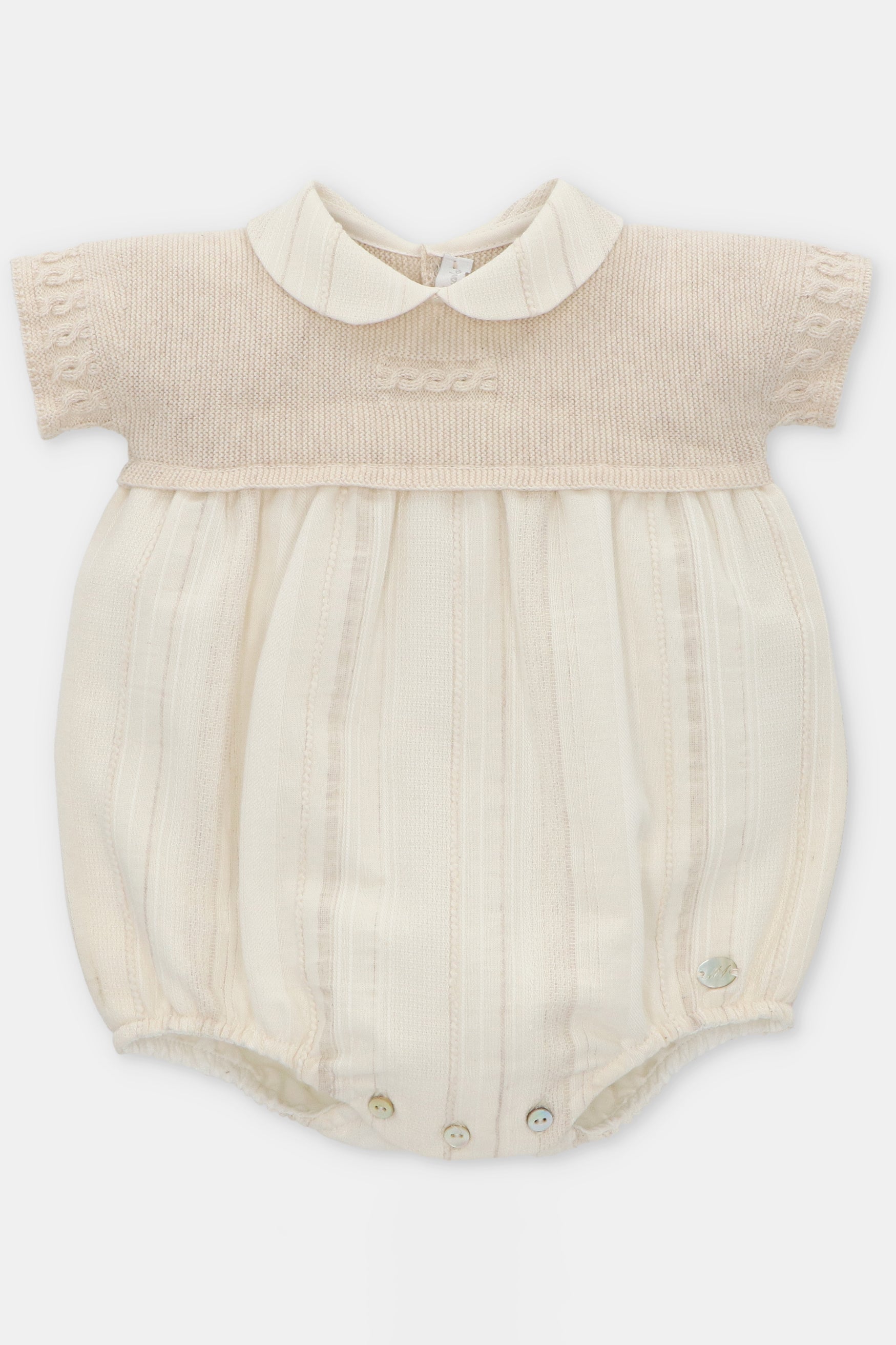 Reese Beige Half Knit Romper - Women's Casual Summer Jumpsuit | Perfect for Beach, Vacation & Everyday Wear