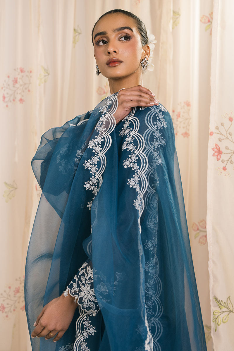 Stylish CERULEAN 2-Piece Set (Embroidered Shirt & Dupatta) for Women - Perfect for Festivals, Weddings & Special Occasions