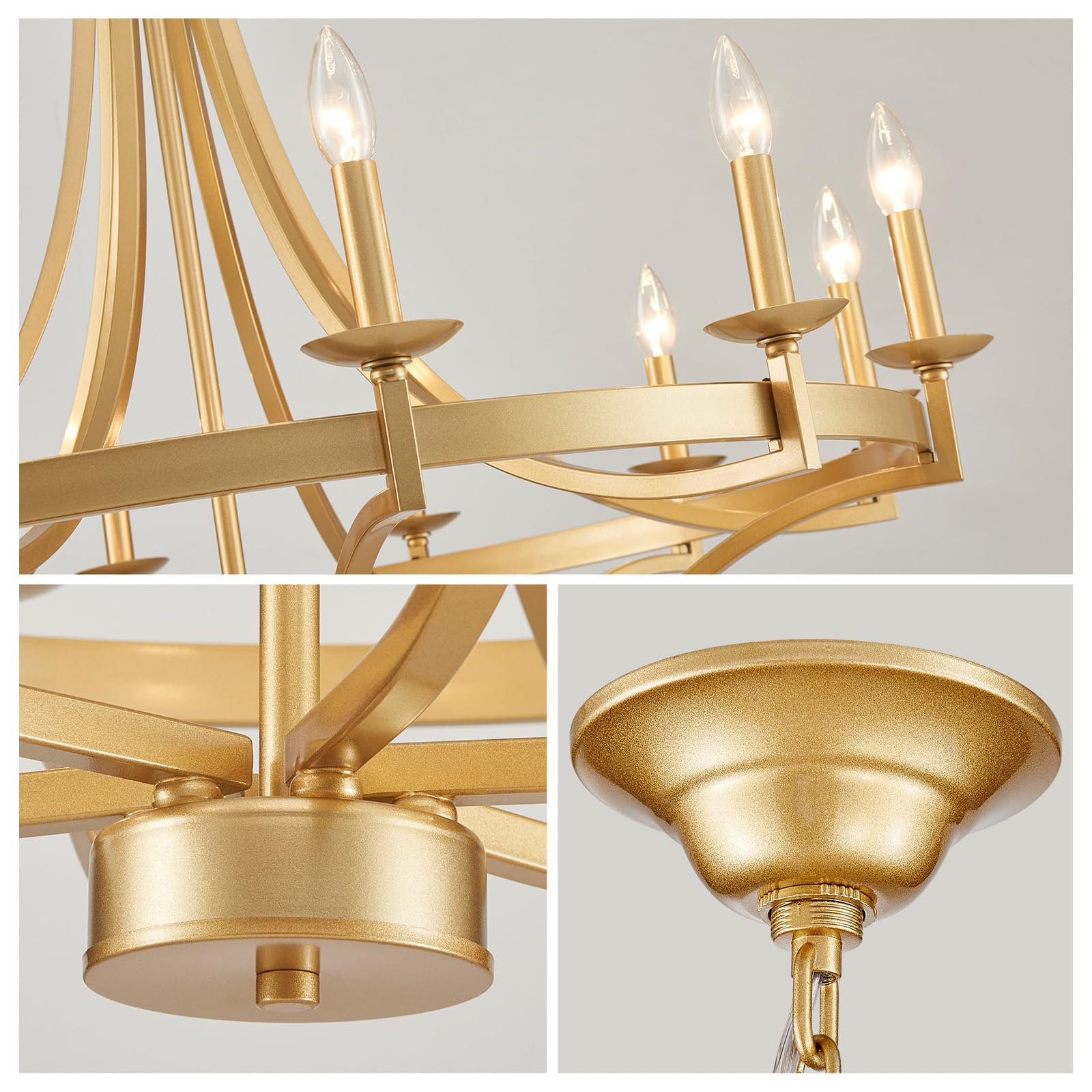 WUZUPS 12-Light Wagon Wheel Metal Candle Chandelier - 39.4