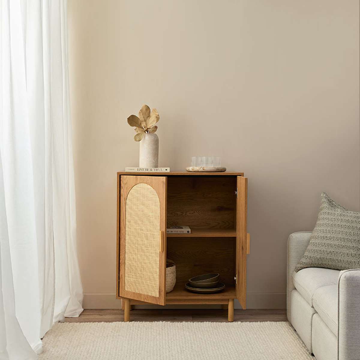 Stylish Canyon Two Door Cabinet - Solid Wood Storage for Bedroom, Living Room & Office | Durable & Spacious Organizer for Clothes, Books & Home Decor