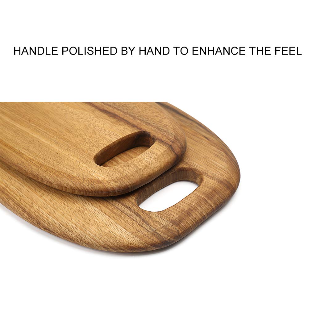 Premium Solid Wood Round Chopping Board with Handle - 2cm Thick Kitchen Cutting Board for Bread, Fruits & Desserts - 2 Size Options - Perfect for Home Kitchen, Baking & Food Presentation