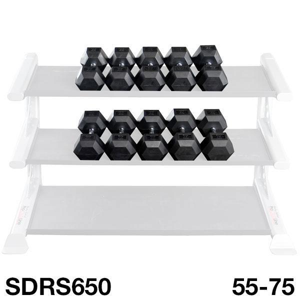 Body Solid 55-75 lb Rubber Hex Dumbbell Set - Premium Weightlifting Equipment for Home Gym & Strength Training