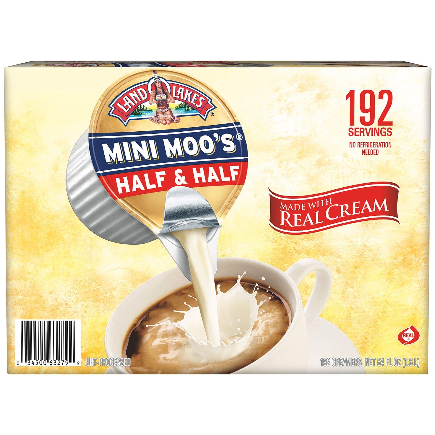 Land O'Lakes Mini Moo's Half & Half Creamer Singles (192 Count) - Pack of 4 Boxes | Perfect for Coffee, Tea, Baking & Office Use