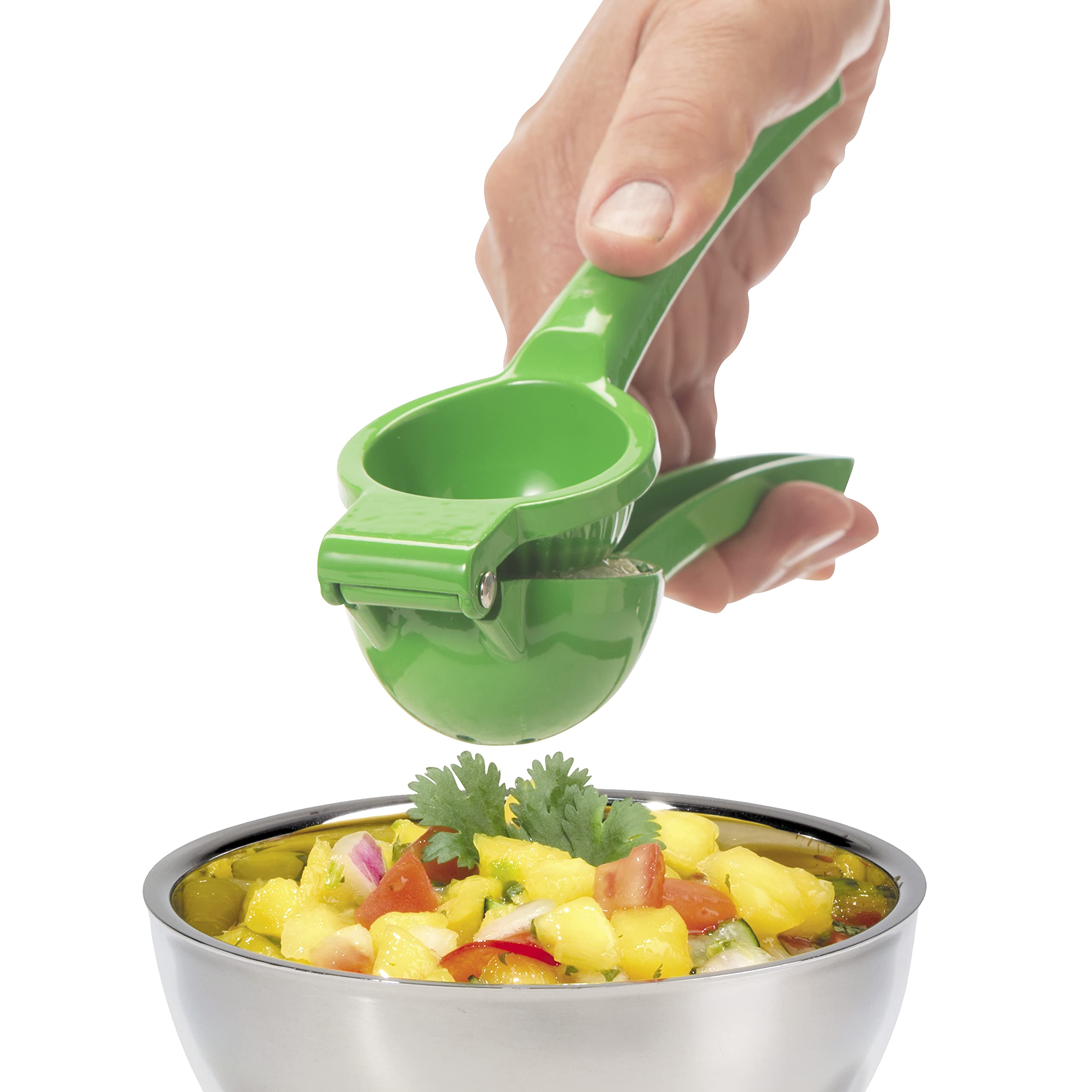 Oggi Citrus Press - Manual Juicer for Oranges, Lemons & Limes - Heavy Duty Stainless Steel Squeezer with Non-Slip Base - Perfect for Cocktails, Fresh Juice & Healthy Drinks - Standard Size, Green