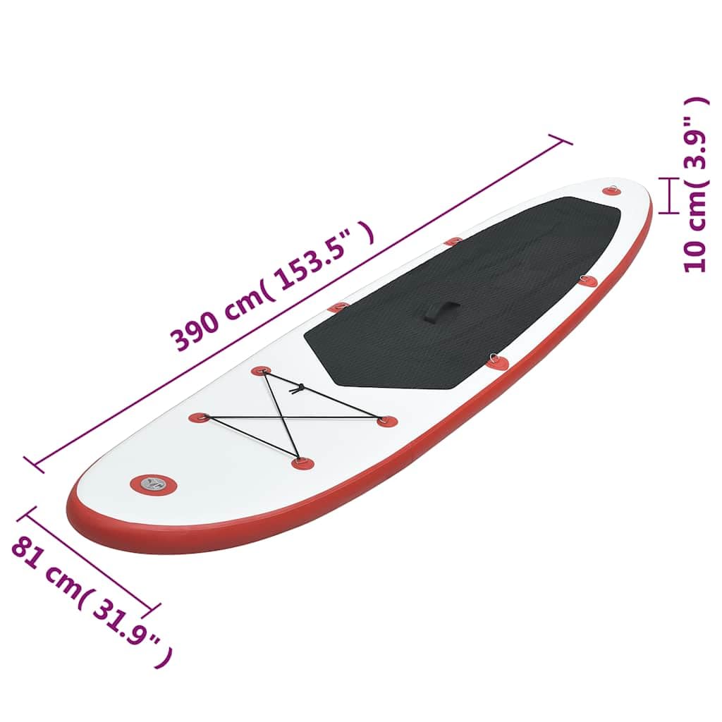 Inflatable Stand Up Paddle Board Set - 13.8ft SUP Surfboard with Paddle & Pump (Red/White) for Lakes, Rivers & Ocean Recreation