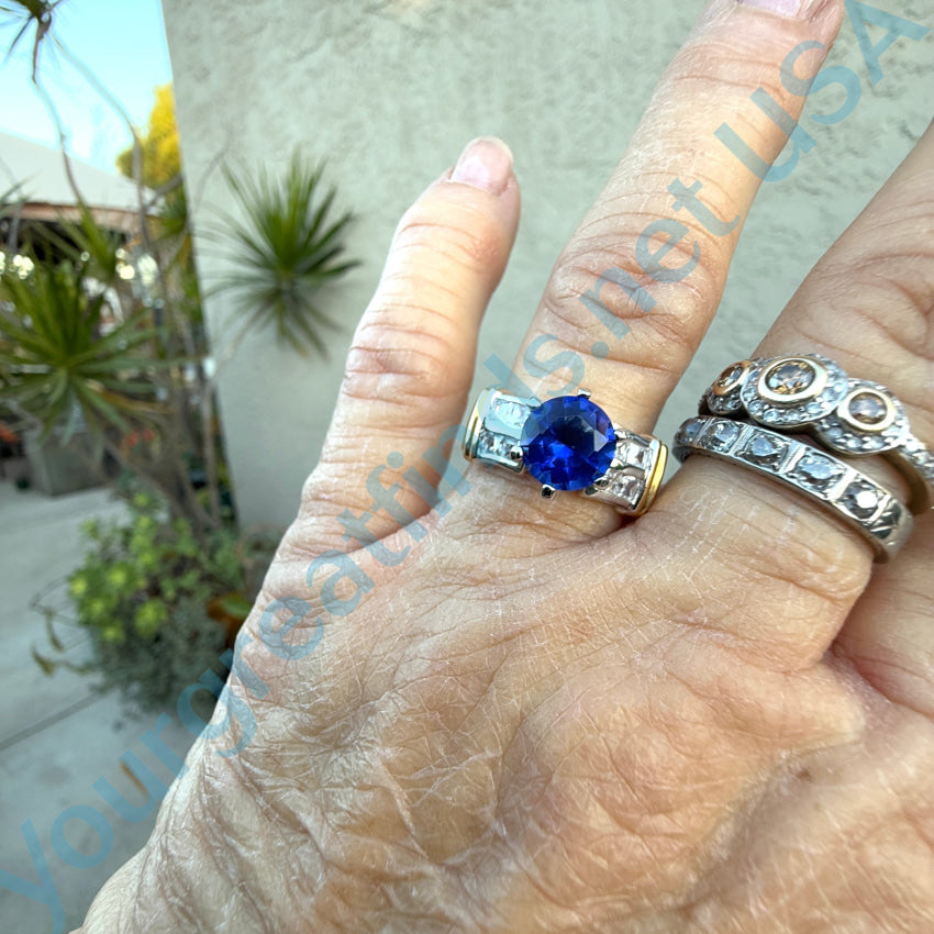 Elegant Sterling Silver Dark Blue & White Cubic Zirconia Ring - Size 8 | Perfect for Weddings, Anniversaries & Special Occasions
