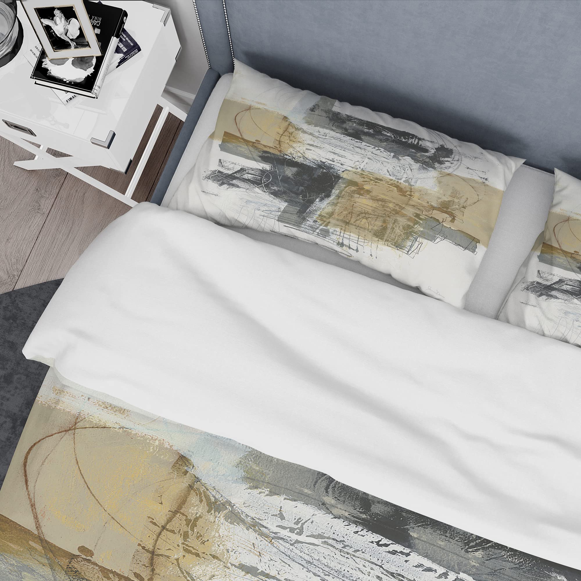 DesignQ Glam Cream Dream II Modern & Contemporary Duvet Cover Set - King Size Black Abstract Bedding (3-Piece) for All Seasons | Perfect for Master Bedrooms, Guest Rooms & Luxury Hotel Decor
