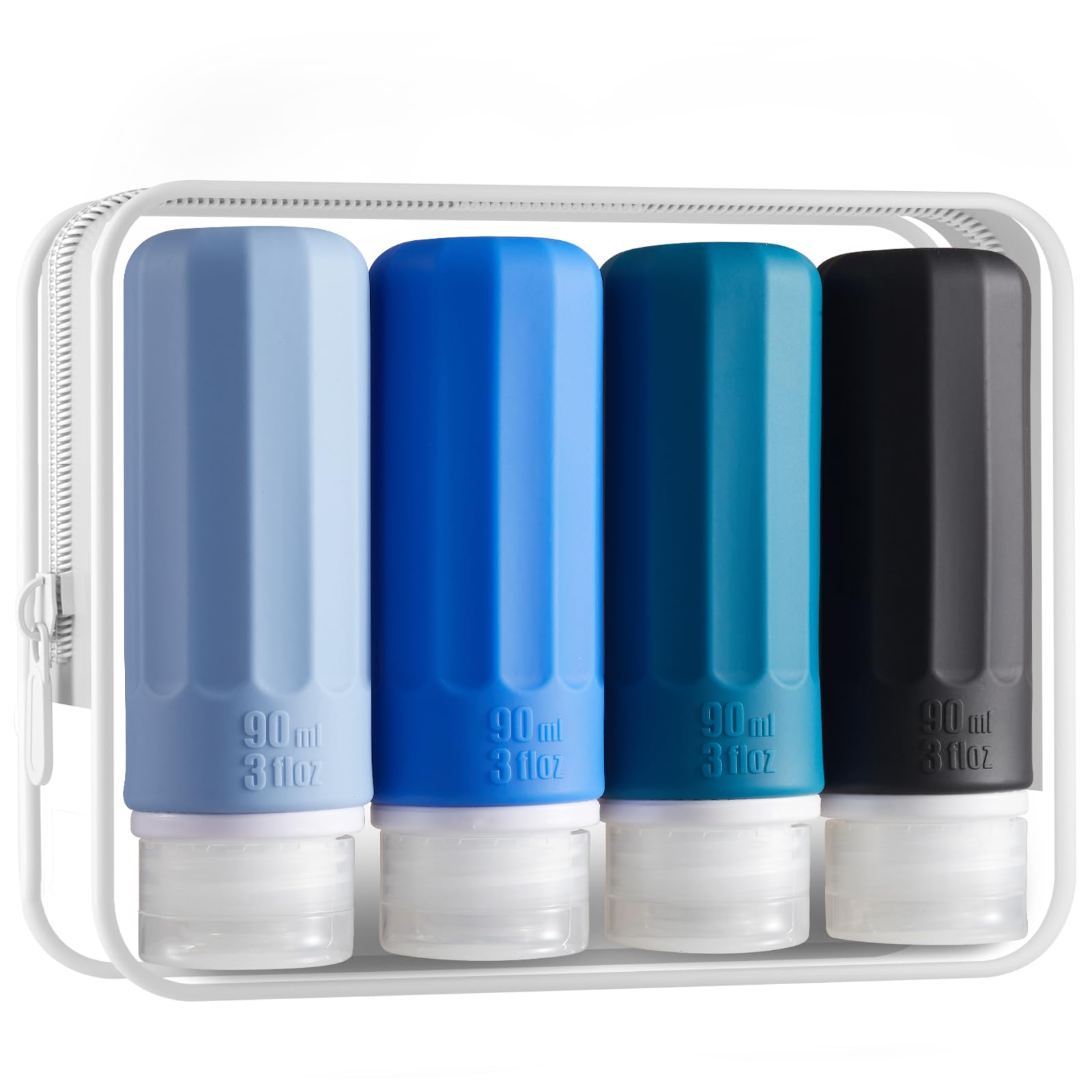INSFIT TSA Approved 3oz Travel Bottles for Toiletries - BPA Free Leak Proof Silicone Tubes for Shampoo, Conditioner, Lotion & Body Wash with Labels - Perfect for Air Travel, Gym & Vacation Essentials