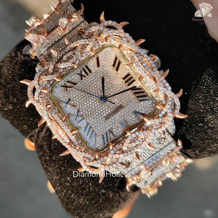 Unique Designer Men's Watch with Moissanite Diamond - Classic Valentine's Gift for Boyfriend, Husband, Anniversary - Perfect for Date Nights, Weddings & Special Occasions