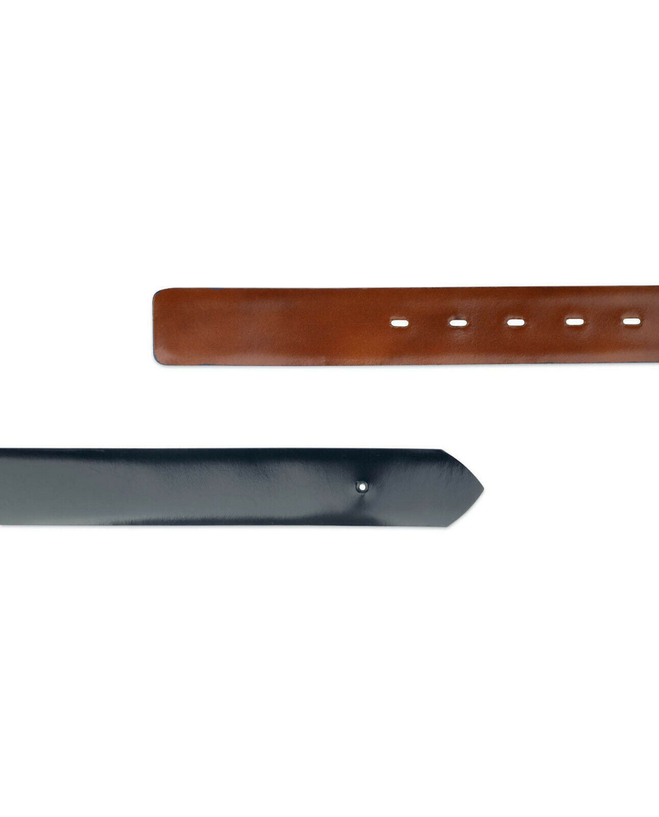 Blue Patent Leather Belt Strap for Ferragamo - 35mm Brown Reversible No Buckle Replacement Band | Perfect for Dress Shoes, Business Attire & Formal Occasions