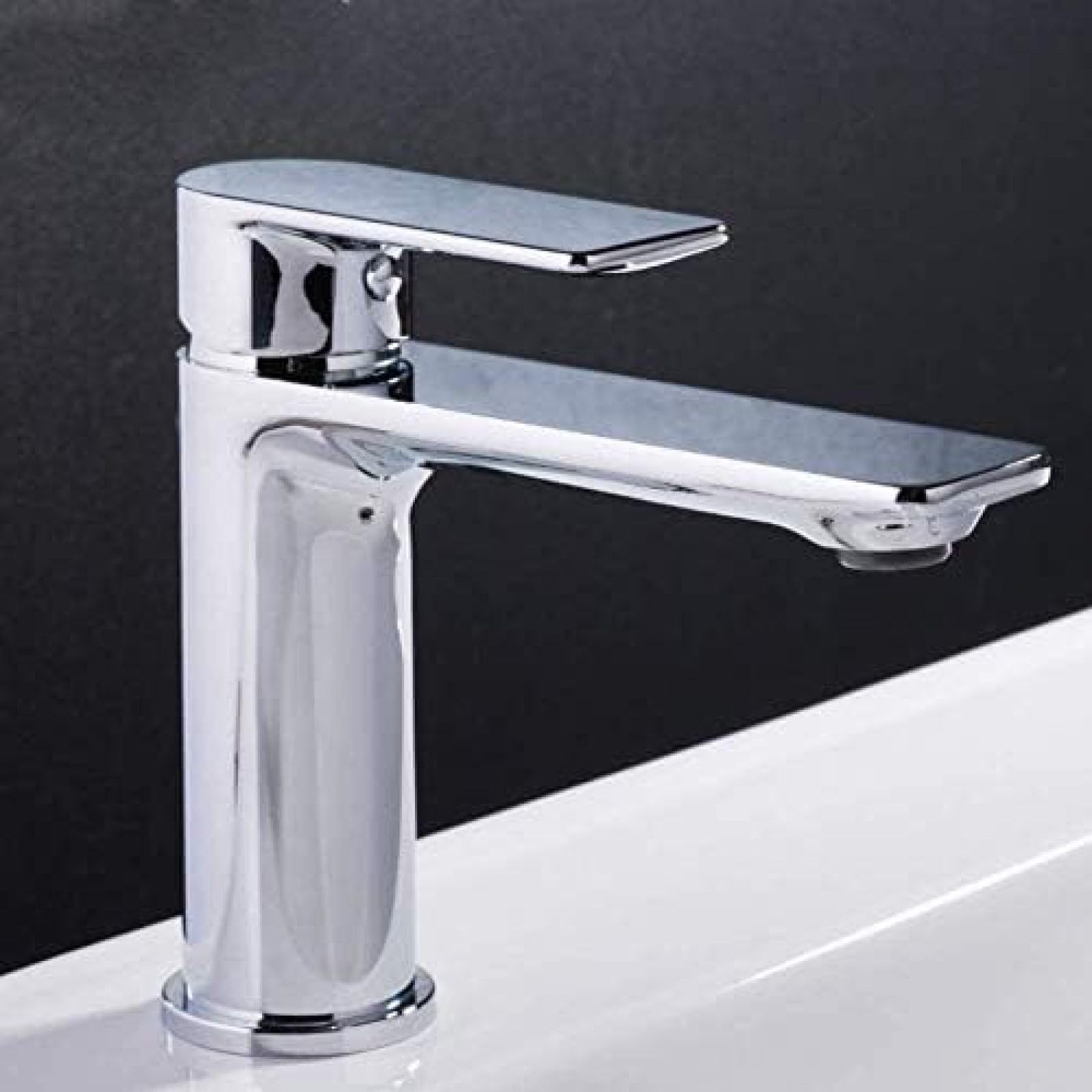 CRJUS Modern Kitchen Faucet with Waterfall Spout - Deck Mount Stainless Steel Basin Mixer Tap for Bathroom & Kitchen Sink - Perfect for Contemporary Home, Restaurant, and Office Use