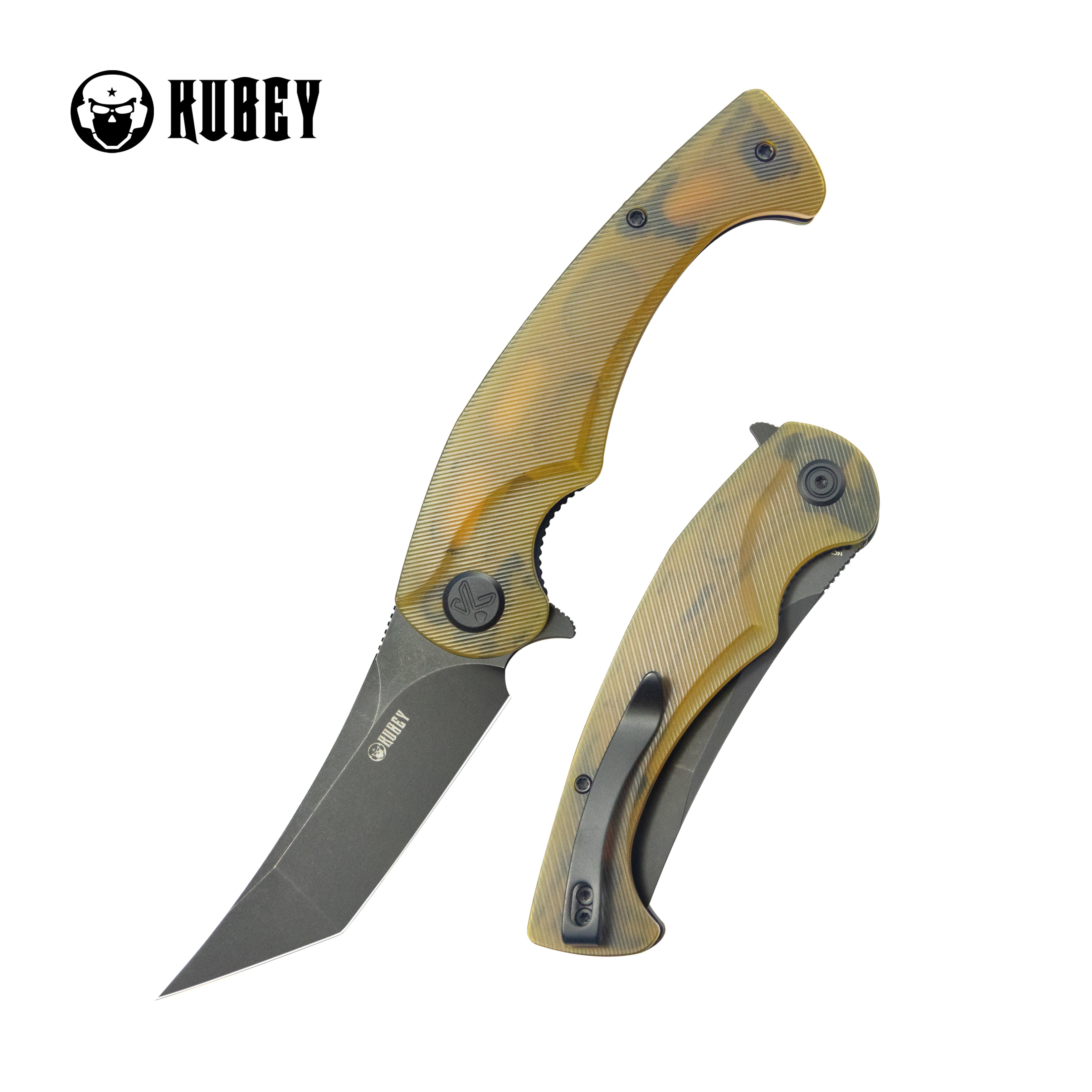 Kubey KU175D Scimitar Tanto Folding Knife - 3.46