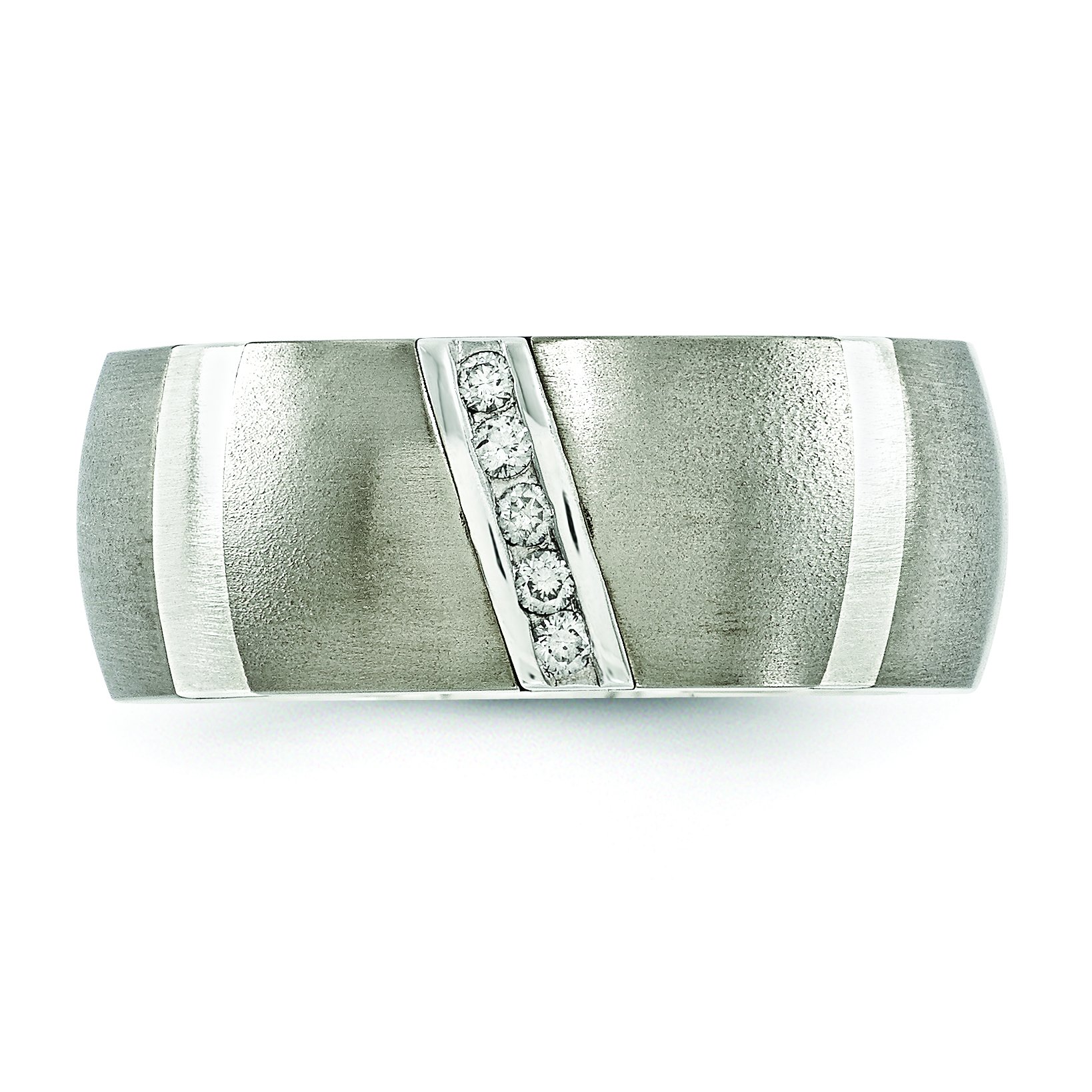 Diamond2Deal 925 Sterling Silver & Titanium Round Diamond Engagement Ring 0.1 Carat - Perfect for Proposals, Anniversaries & Wedding Bands