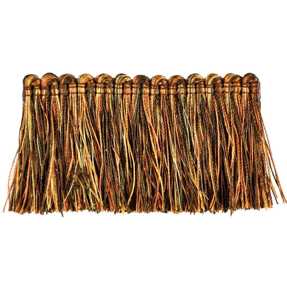 Elegance Collection 2 Inch Brush Fringe Trim - BF-1480-66/10 Rust Brown Gold Decorative Trim - 25 Yard Roll for DIY Home Decor, Wedding Decorations, and Costume Design