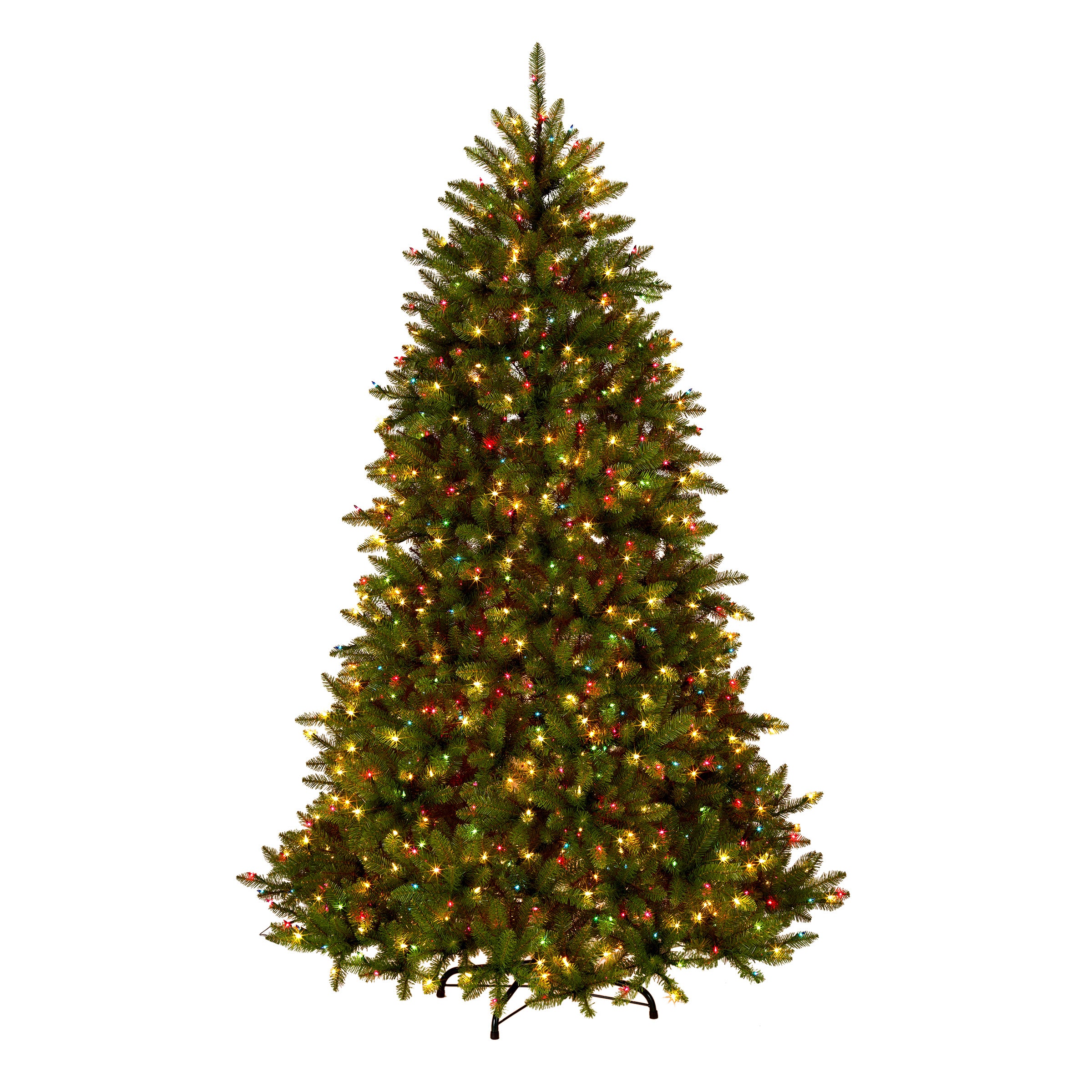 6.5 ft Pre-Lit Dunhill Fir Artificial Christmas Tree with 500 Multicolor & Clear LED Lights - Perfect for Indoor Holiday Decor & Festive Home Decorating