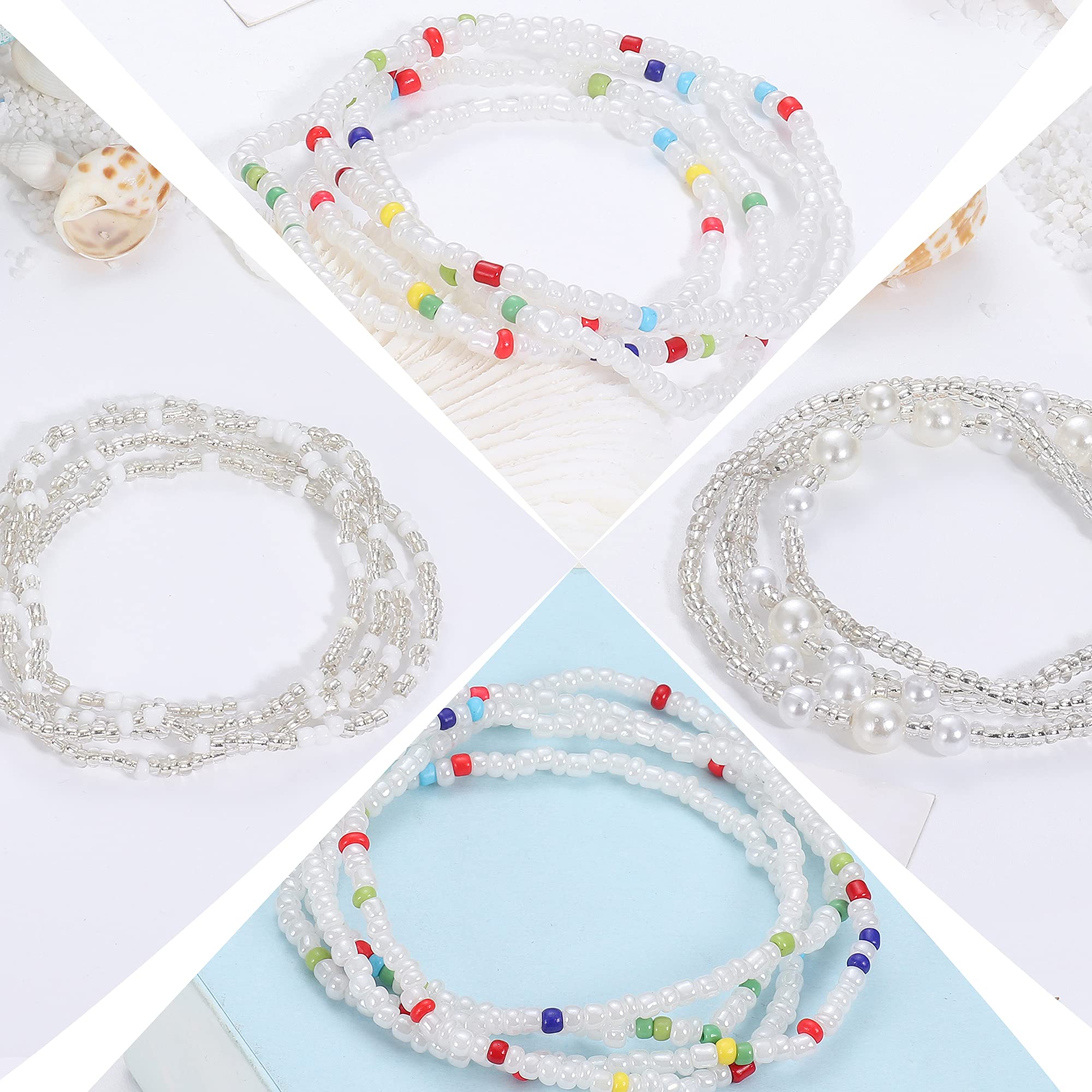 Authentic African Waist Beads for Women - 3 Piece Elastic Belly Chain Jewelry Set - Plus Size Bikini Accessories for Body Positivity & Cultural Celebration | Perfect for Beachwear, Belly Dancing, and Festival Fashion