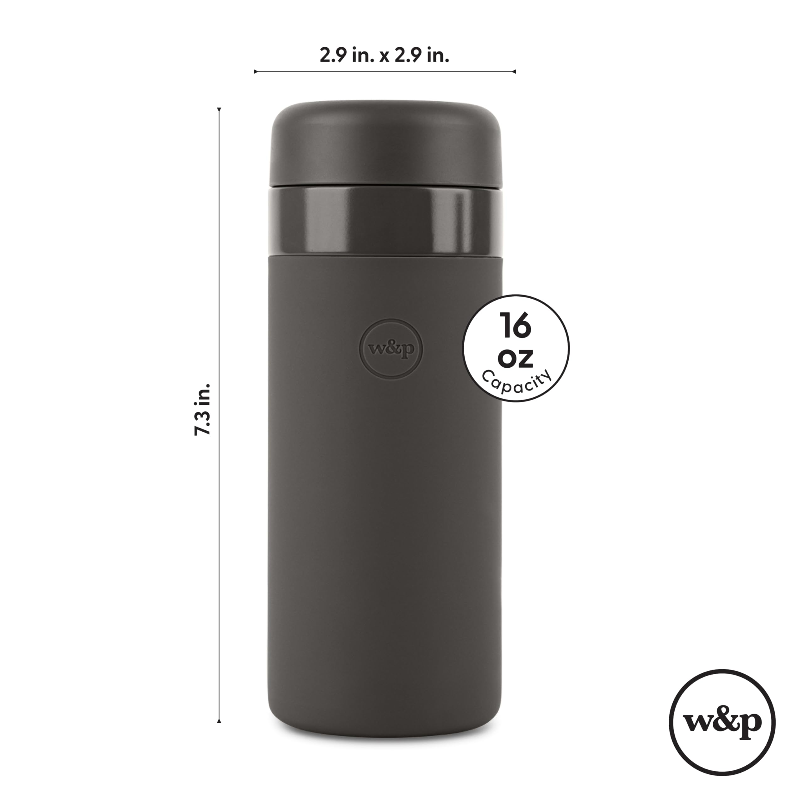 W&P Porter Insulated Water Bottle 16 oz - Ceramic Coated Vacuum Flask for Coffee, Tea & Hot/Cold Drinks | Leakproof Wide Mouth Stainless Steel Thermos | Dishwasher Safe Cream Color | Perfect for Hiking, Office & Travel