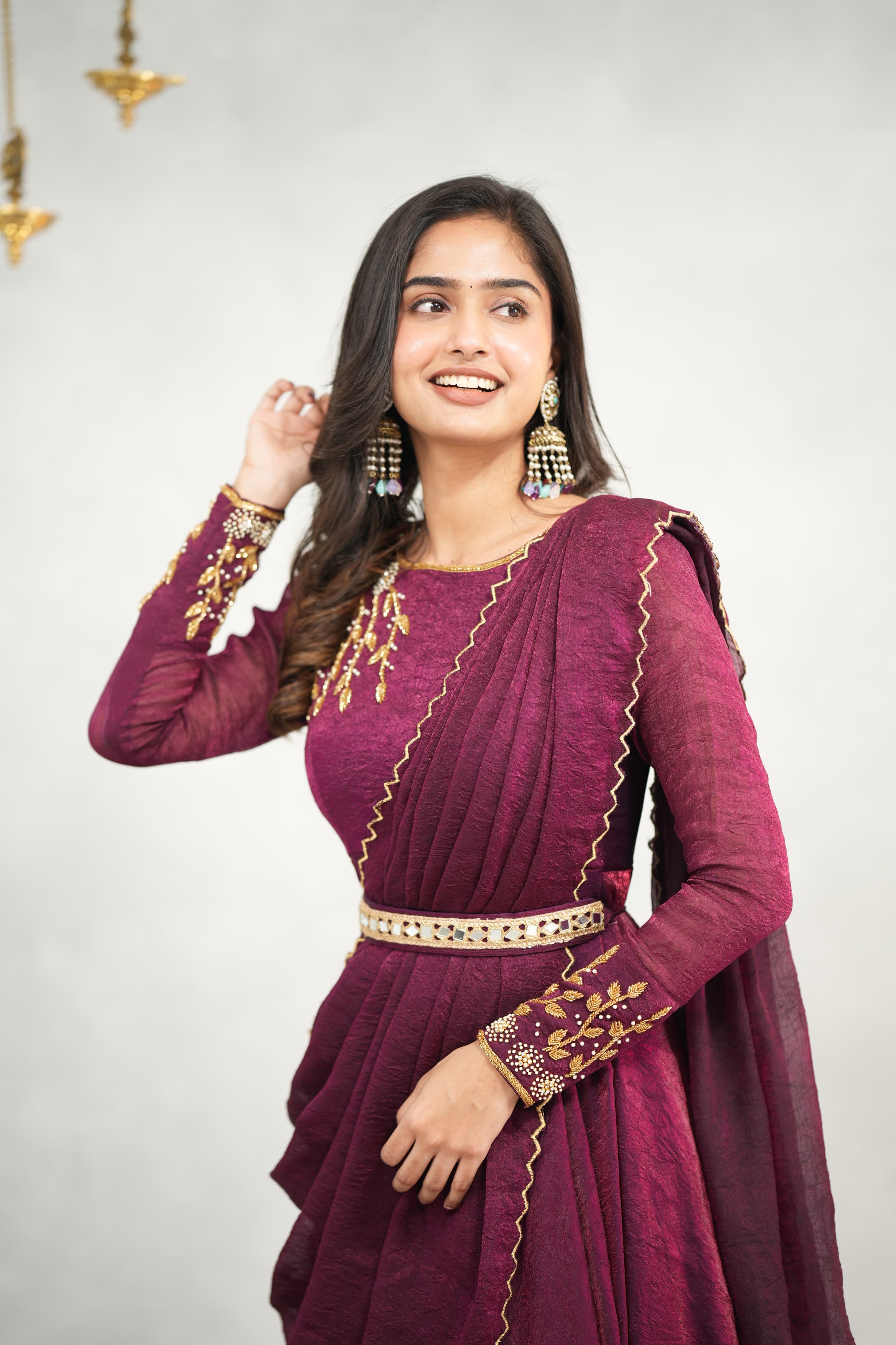Vidhya Premium Designer Drape Wear - Elegant Fashion Shawl for Women | Perfect for Parties, Weddings & Special Occasions
