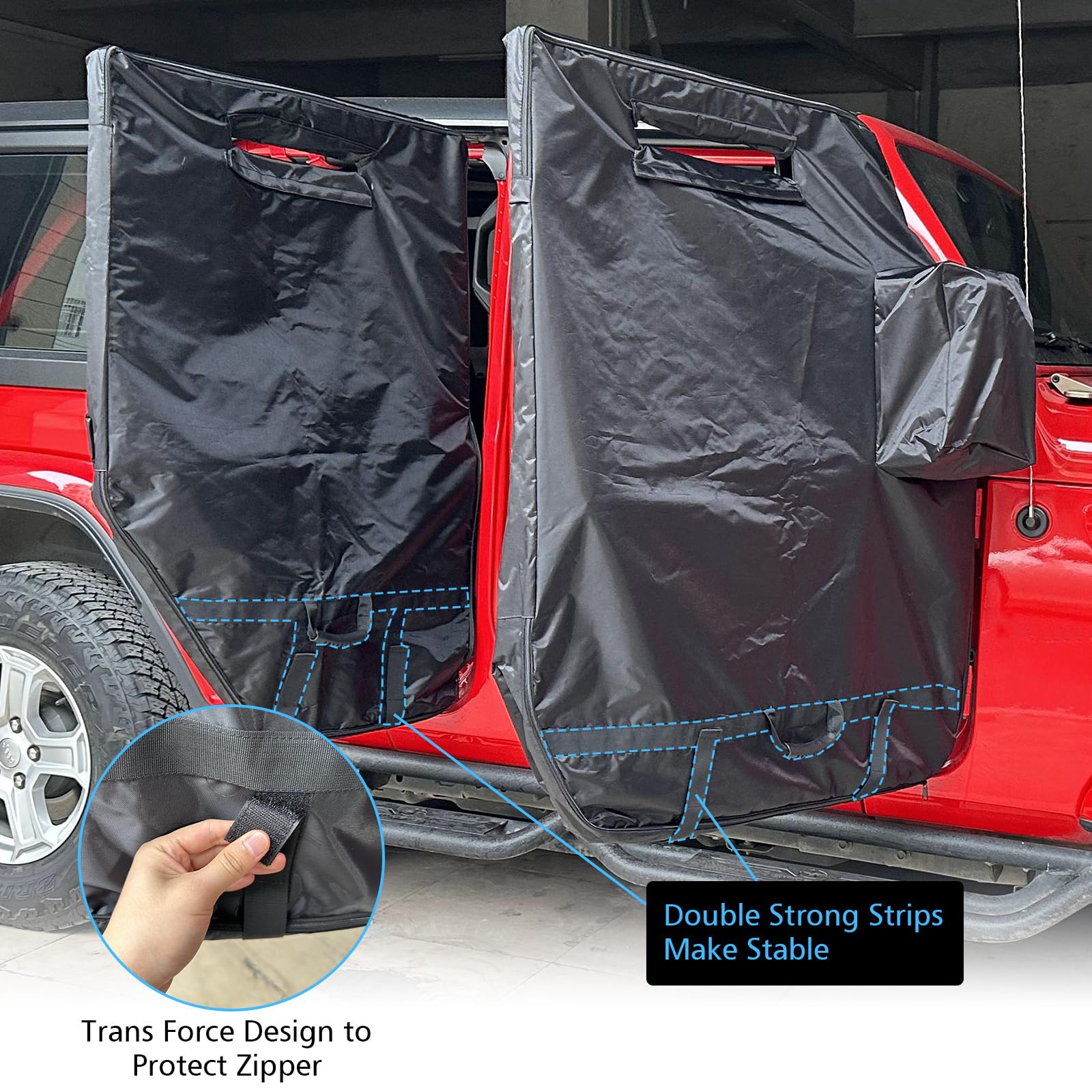 **SUNPIE Car Door Storage Organizer Hanger - Compatible with Jeep Wrangler JK JL JKU JLU YJ TJ & Gladiator (1976-2024) - 4-Door Storage Cover for Road Trips & Camping Gear**