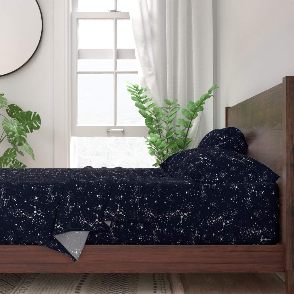 Zodiac Constellations Cancer Stars 100% Cotton Twin 3-Piece Sheet Set | Celestial Print Bedding for July Birthdays, Kids & Baby Rooms | Soft, Breathable Cotton Sheets for Nursery, Dorm or Astrology-Themed Decor