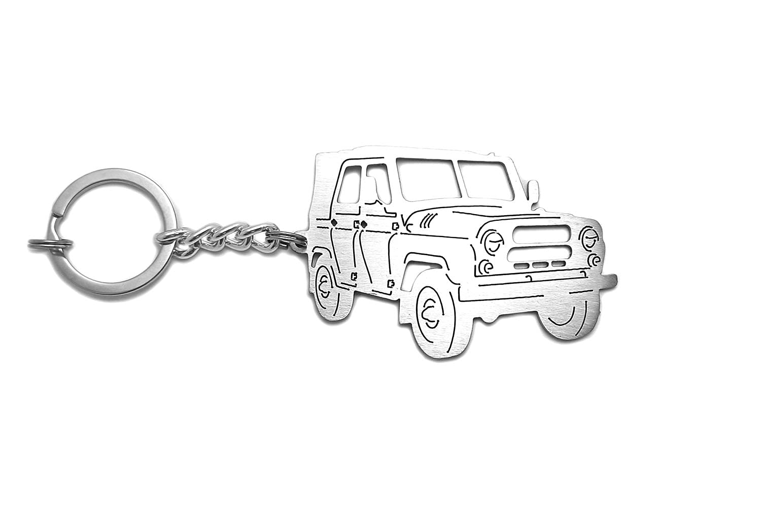 TXM Stainless Steel UAZ-469 1971 Keychain - Laser Cut 3D Car Body Profile Design Key Ring for Classic Car Enthusiasts | Perfect Gift for Jeep Lovers & Military Vehicle Collectors