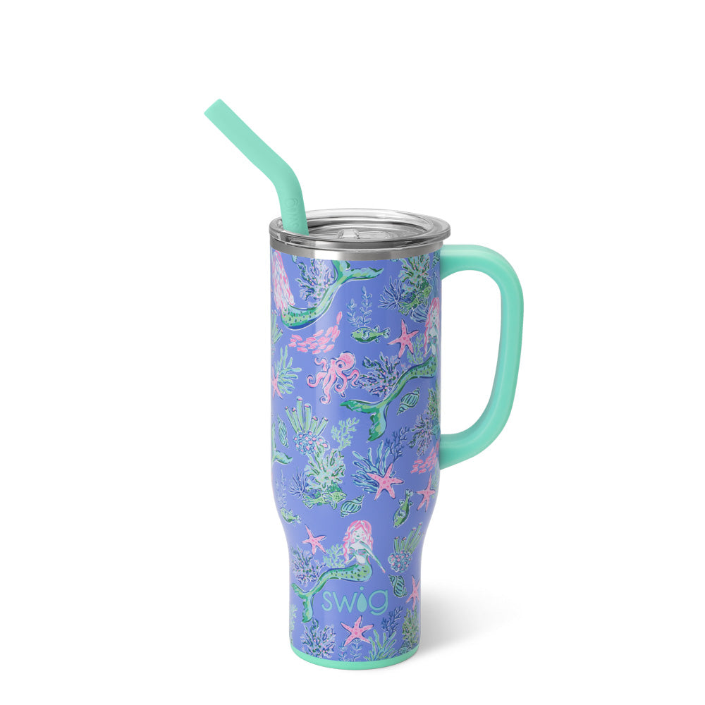 Under the Sea Mega Mug 30oz - Large Insulated Tumbler with Lid & Straw - Perfect for Iced Coffee, Smoothies & Cold Drinks at Home, Office or Beach
