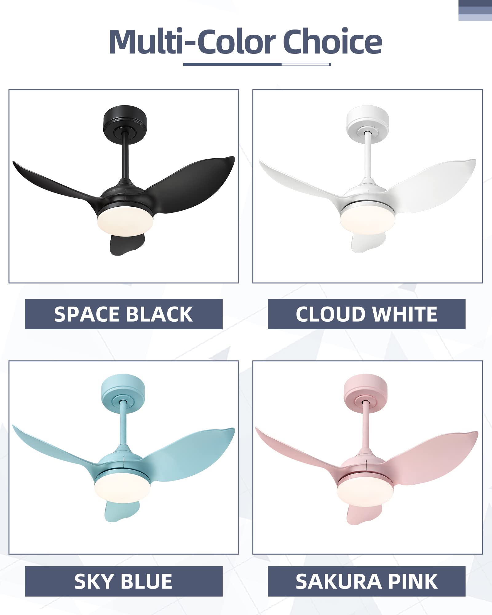 YOUKAIN 30 Inch Black Ceiling Fan with Lights and Remote Control, LED Indoor Outdoor Ceiling Fan with 3 Reversible Blades - Perfect for Bedroom, Kitchen, Living Room, Patio and Covered Porch - Energy Efficient Cooling Solution for Home and Office Spaces