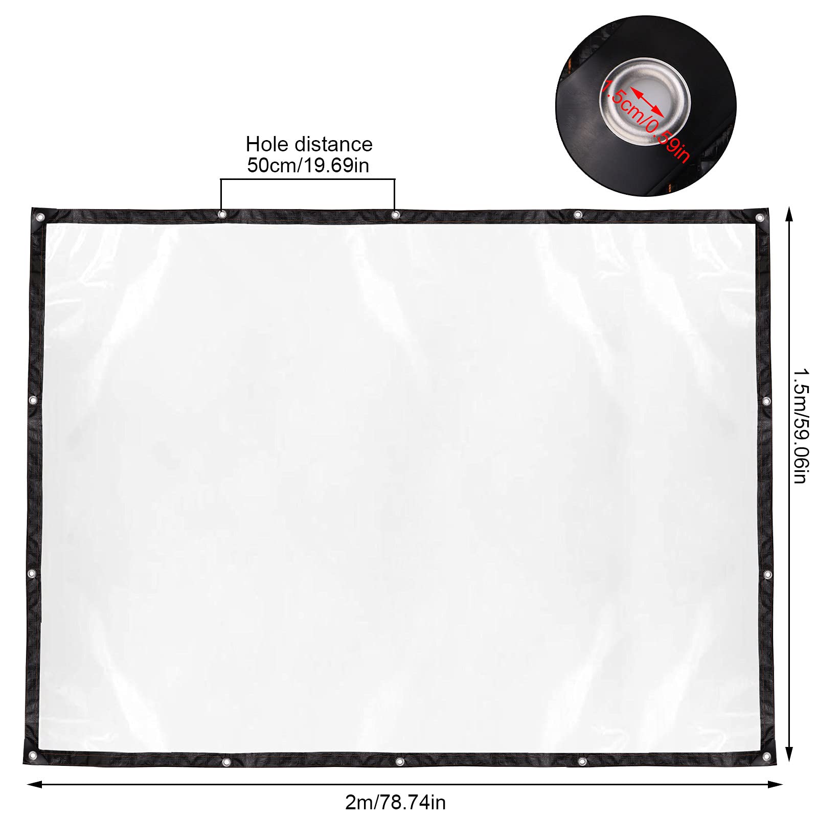 6.5 x 5ft Clear Vinyl Tarpaulin with Grommets & Bungee Cords - Waterproof Transparent Tarp for Plant Cover, Patio, Garden, Camping & Outdoor Protection - UV Resistant Polyethylene Shelter for Shed, Greenhouse & Insulation