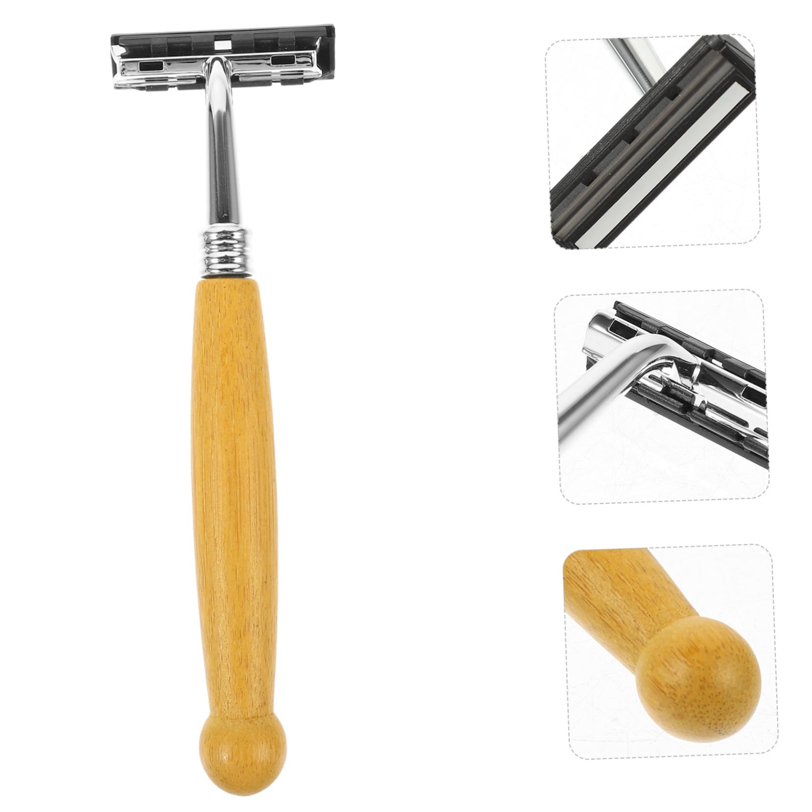 4 Pcs Stainless Steel Manual Beard Trimmer for Men - Adjustable Rotary Safety Razor with Aluminum Handle | Perfect for Grooming, Travel & Daily Shaving
