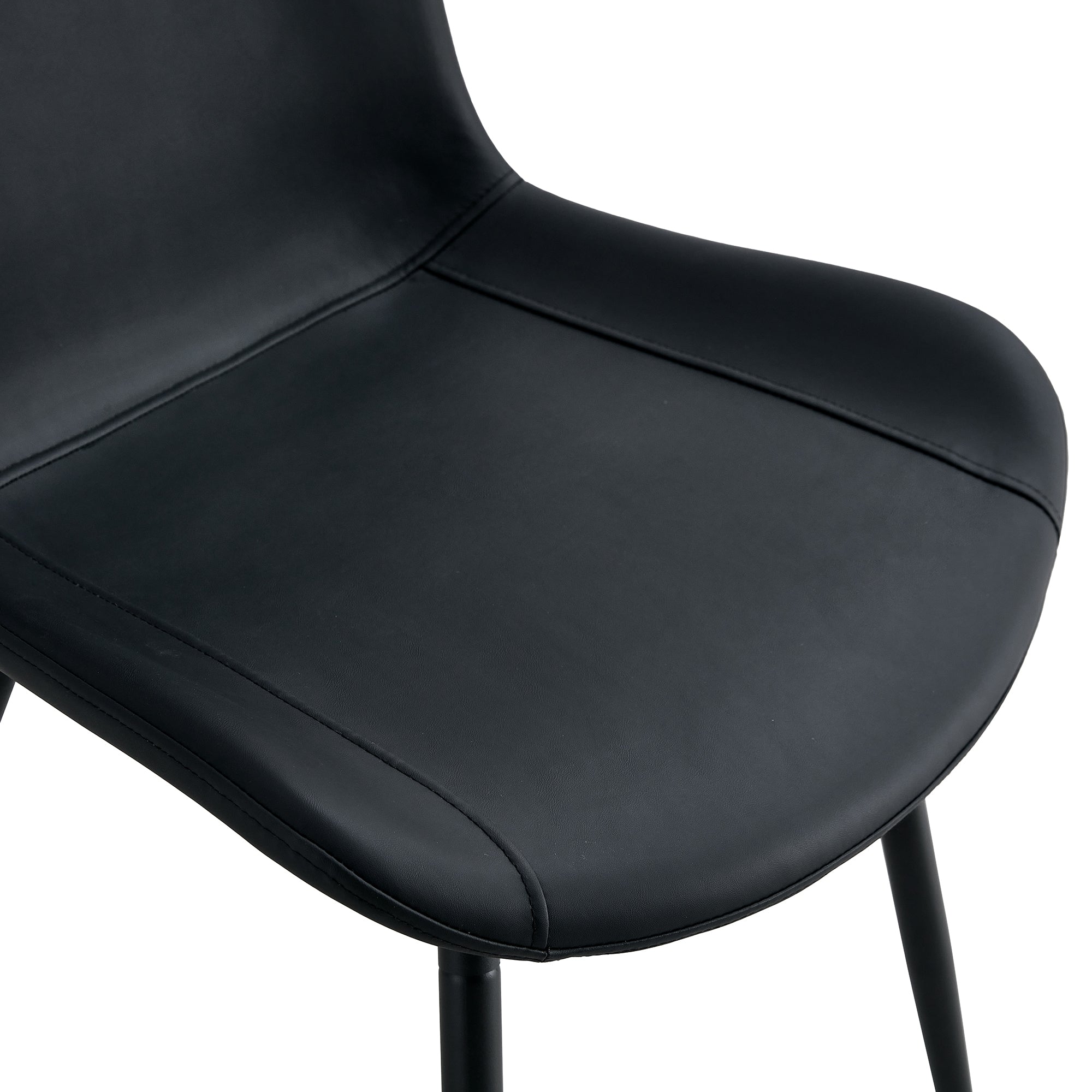Premium Black Faux Leather Dining Chairs with Metal Legs - Ergonomic Curved Backrest & Wide Cushion for Maximum Comfort - Set of 4 Modern Chairs for Restaurant, Kitchen, Bedroom & Office Use