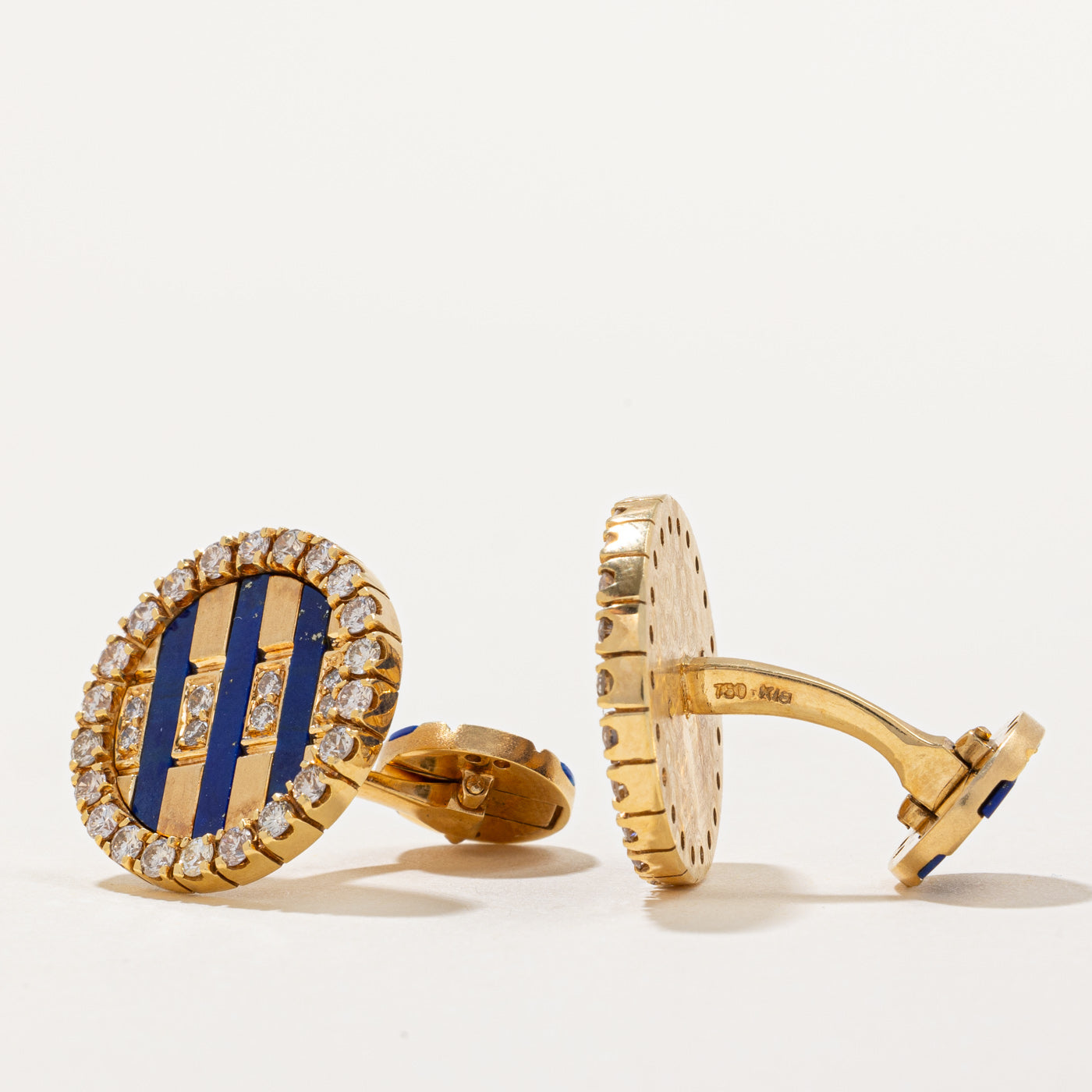 Lapis Lazuli & Diamond Cufflinks for Men - 1.60ctw & 2.00ctw Genuine Stone & Diamond Elegant Dress Accessories - Perfect for Weddings, Business Meetings & Formal Events