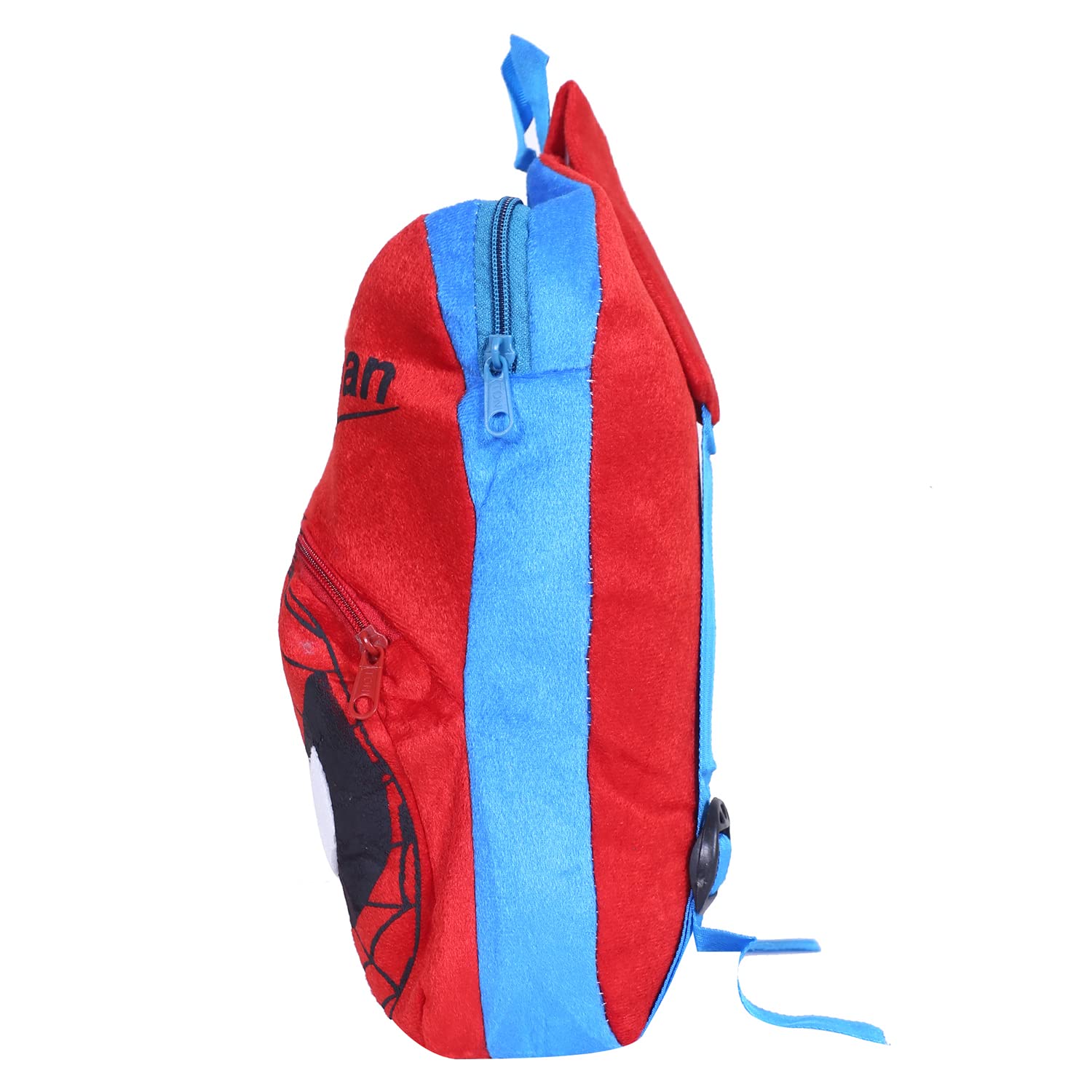 Kuber Industries Marvel Spiderman Plush Backpack - 2 Compartment Velvet School Bag for Kids | Durable Toddler Backpack with Zipper Closure for Travel, School & Daycare (Blue) | Perfect for Superhero Fans, Birthday Gifts & Daily Use