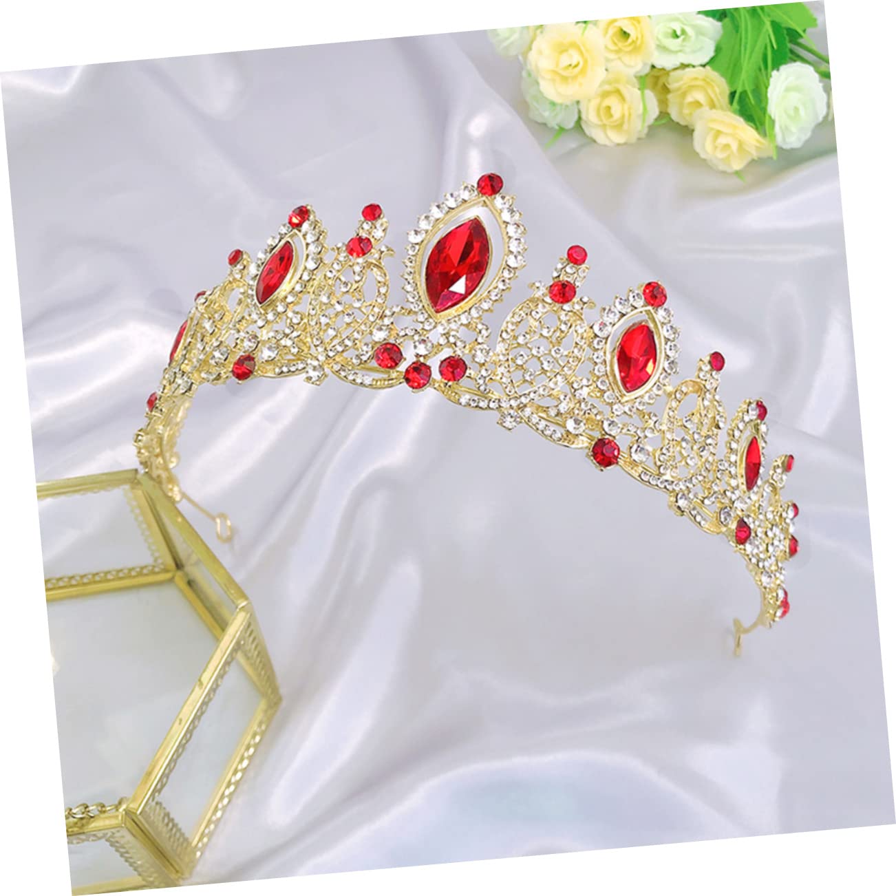 2 Pcs Crystal Crown Princess Tiara Headband - Rhinestone Bridal Wedding Headpiece for Cosplay, Prom, Photo Shoots & Special Occasions | Elegant Bride Accessories for Weddings, Parties & Pageants