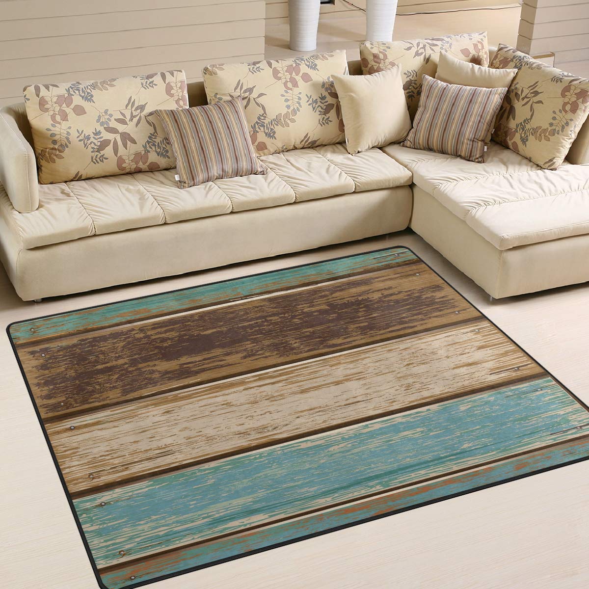 ALAZA Vintage Wooden Plank Area Rug - 5'3