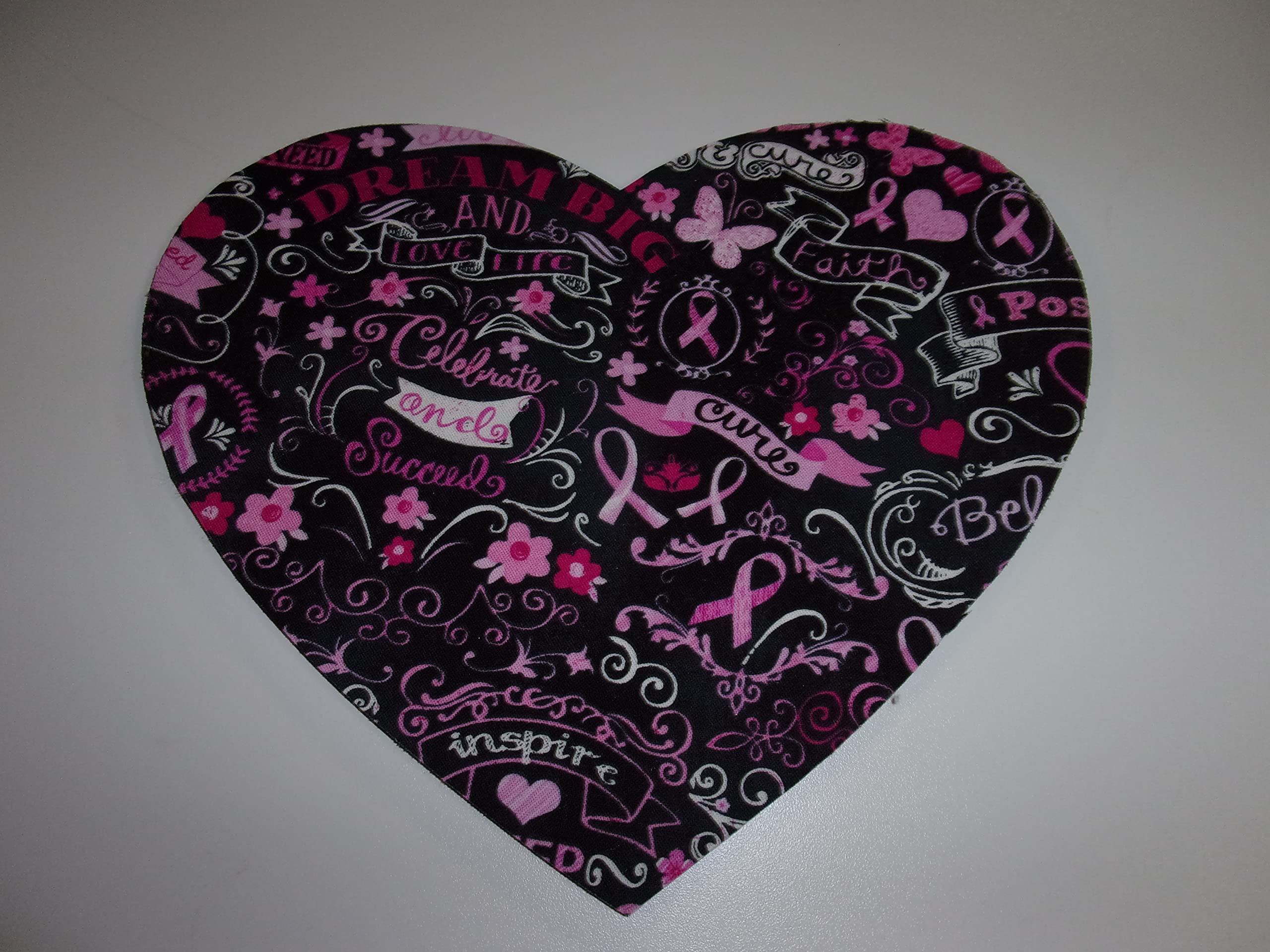 Pink Ribbon Heart Shaped Mouse Pad - Soft Non-Slip Desk Mat for Computer & Laptop, Breast Cancer Awareness Office Gift & Home Decor (Perfect for Work, Gaming & Charity Support)
