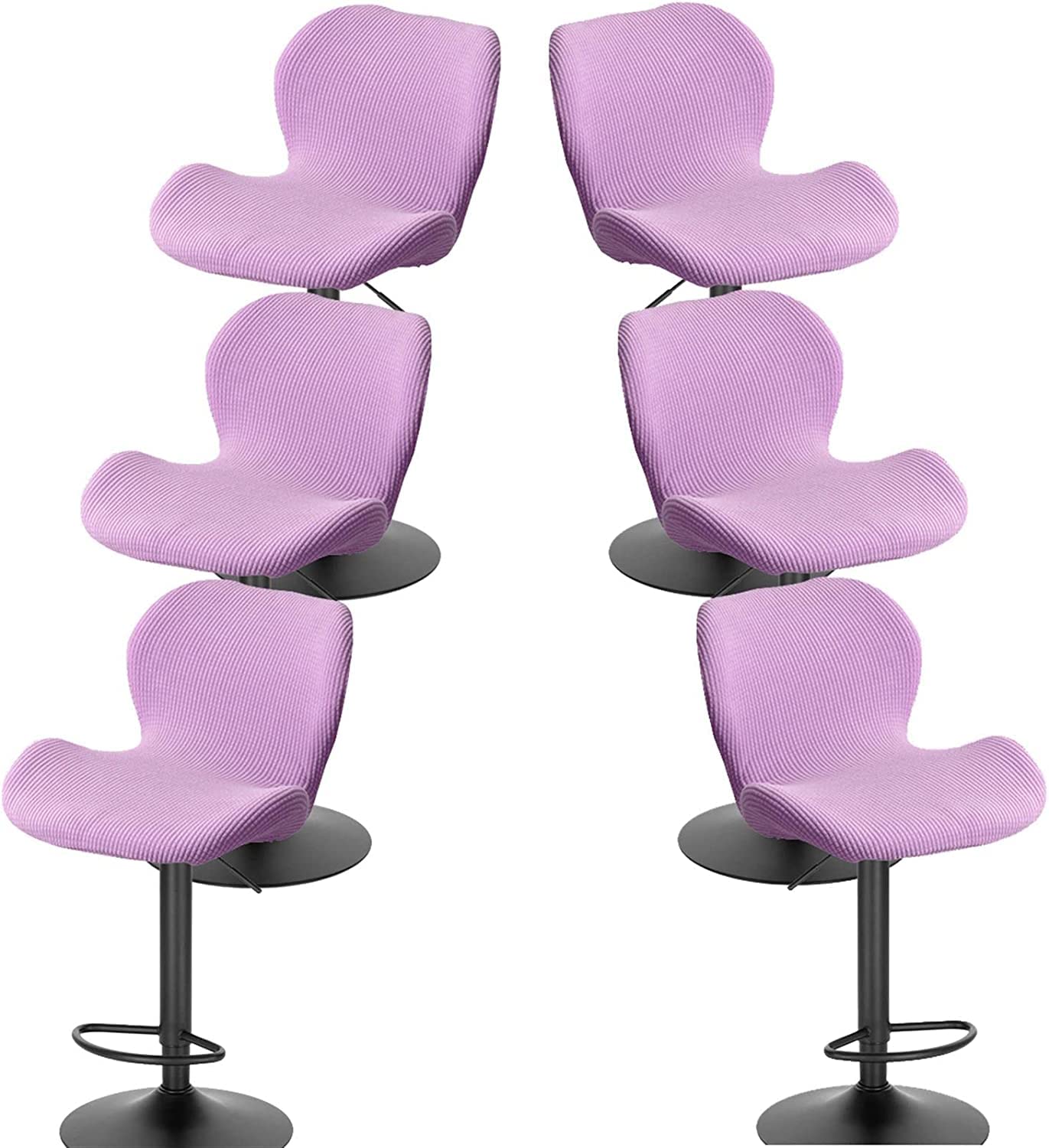 Modern Stretch Swivel Bar Stool Covers with Backrest - 6PCS Set for Kitchen, Dining & Breakfast Counter Chairs - Slip-Resistant & Adjustable Fit - Perfect for Home, Cafe & Restaurant Use (Color: Gray)