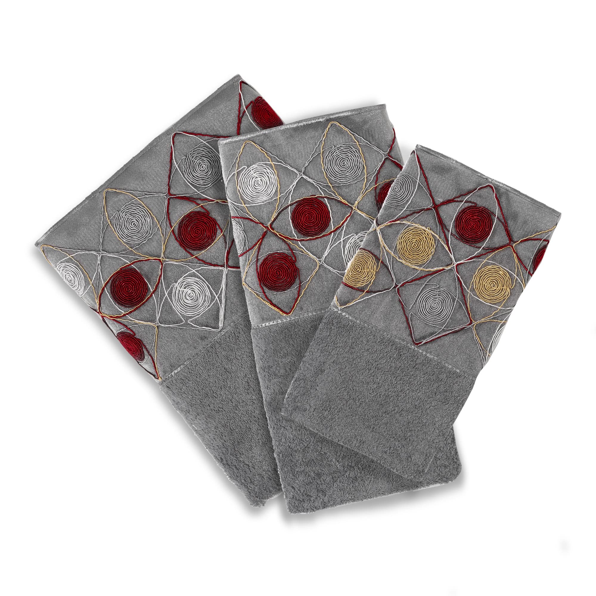 Luxury 3-Piece Bath Towel Set - Soft Absorbent Bath, Hand & Wash Towels - Modern Grey Bathroom Decor for Spa, Guest & Master Bath - Sedona Style Contemporary Design