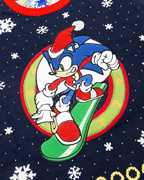 Sonic the Hedgehog Ugly Christmas Sweater - XL Size for Adults | Fun Holiday Party Outfit & Gift for Gamers