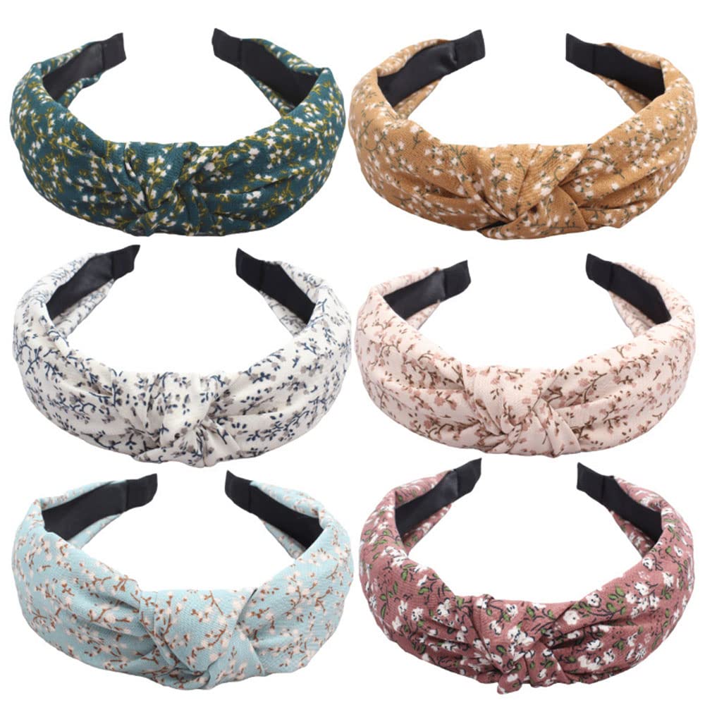 6Pcs Women's Knotted Headbands - Fashion Floral Alice Bands & Wide Hair Accessories for Women Girls | Perfect for Daily Wear, Parties, Weddings and Gifts