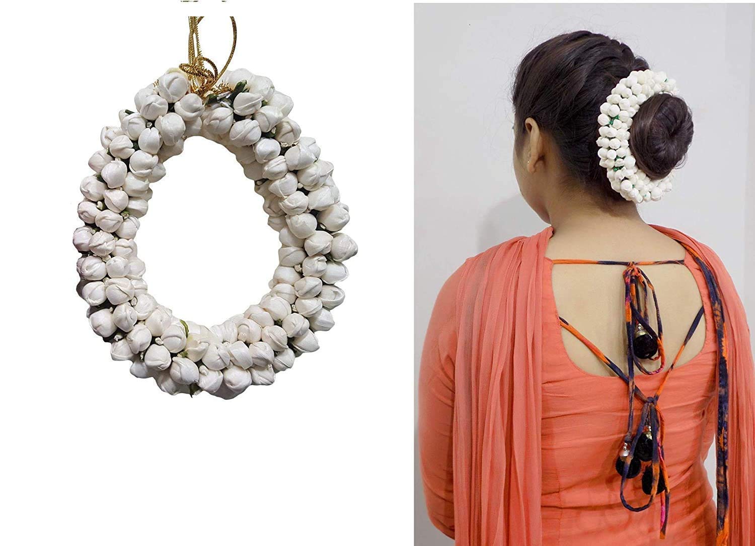 DEXO White Jasmine Flower Hair Accessories - Elegant Mogra Gajra Hair Clip for Women & Girls (Pack of 1) | Perfect for Weddings, Parties & Special Occasions