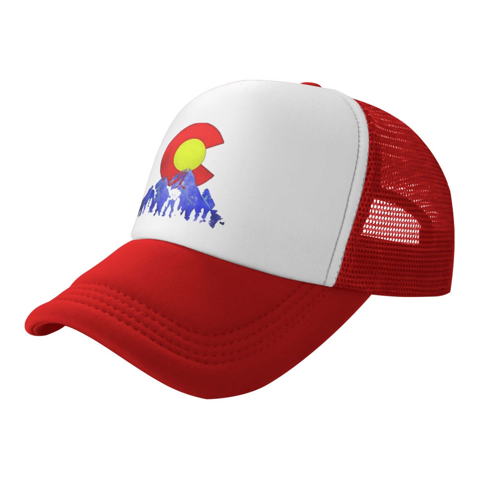 Vintage Colorado Mountain Mesh Trucker Cap - Adjustable Unisex Hat for Outdoor Adventures & Casual Wear