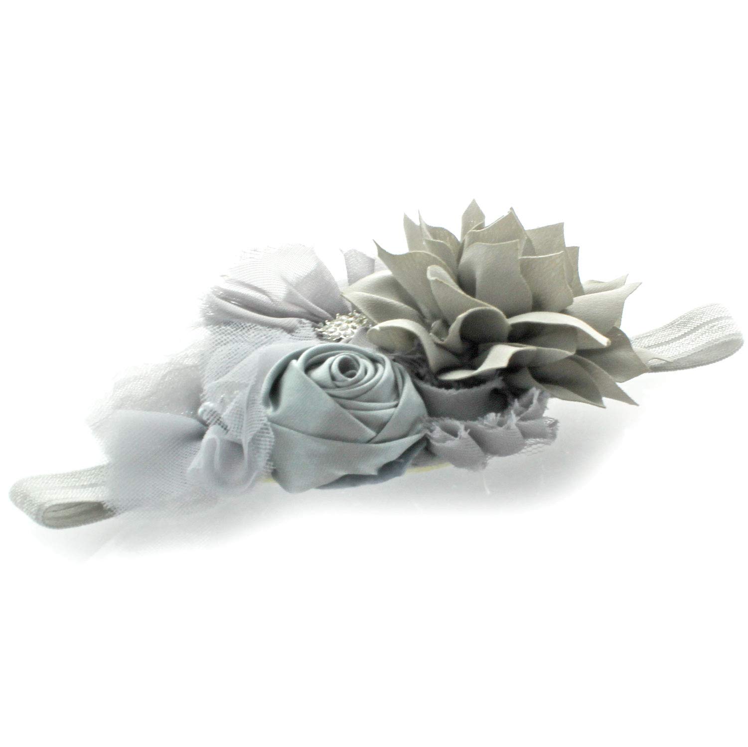 Lello Shabby Fabric Flower Cluster Headbands for Baby Girls & Toddlers - Stretchy Elastic Hair Accessories - Perfect for Parties, Photos & Everyday Wear