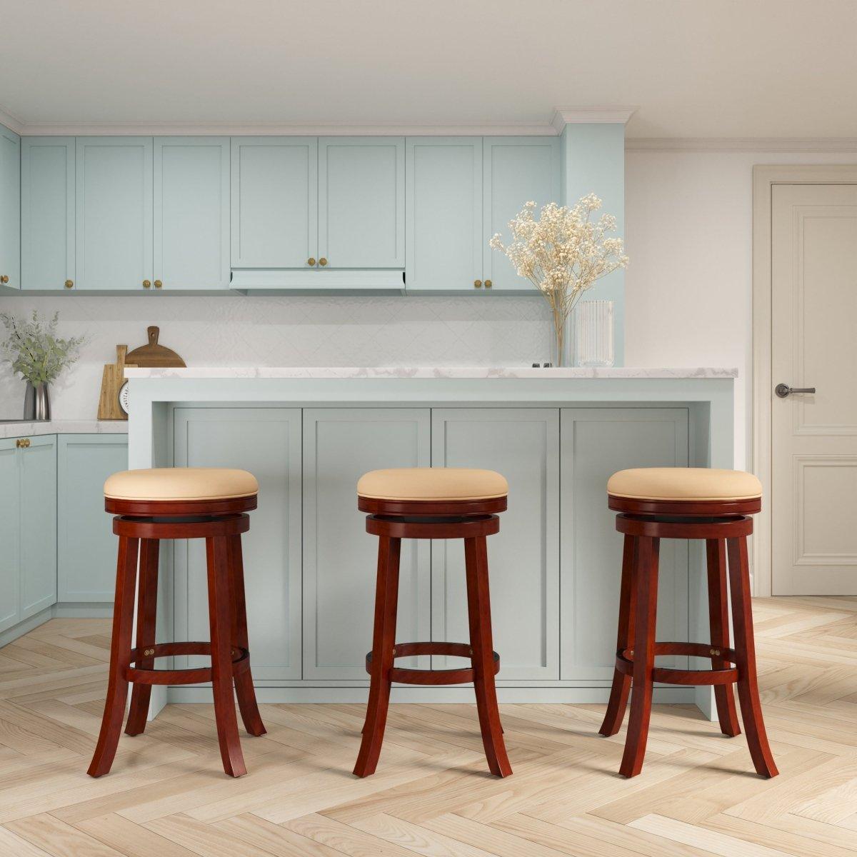Creede Bonded Leather Backless Swivel Stool - 24