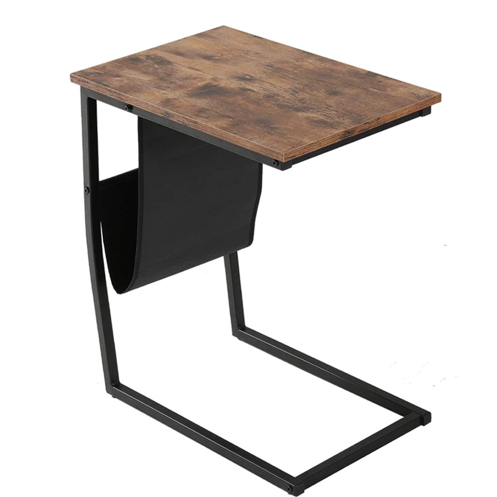 Industrial Side Table with Metal Frame - Mobile Snack & Laptop Desk - Wood Look Accent Furniture for Living Room, Bedroom & Office - Perfect for Coffee, Sofa & Couch Use