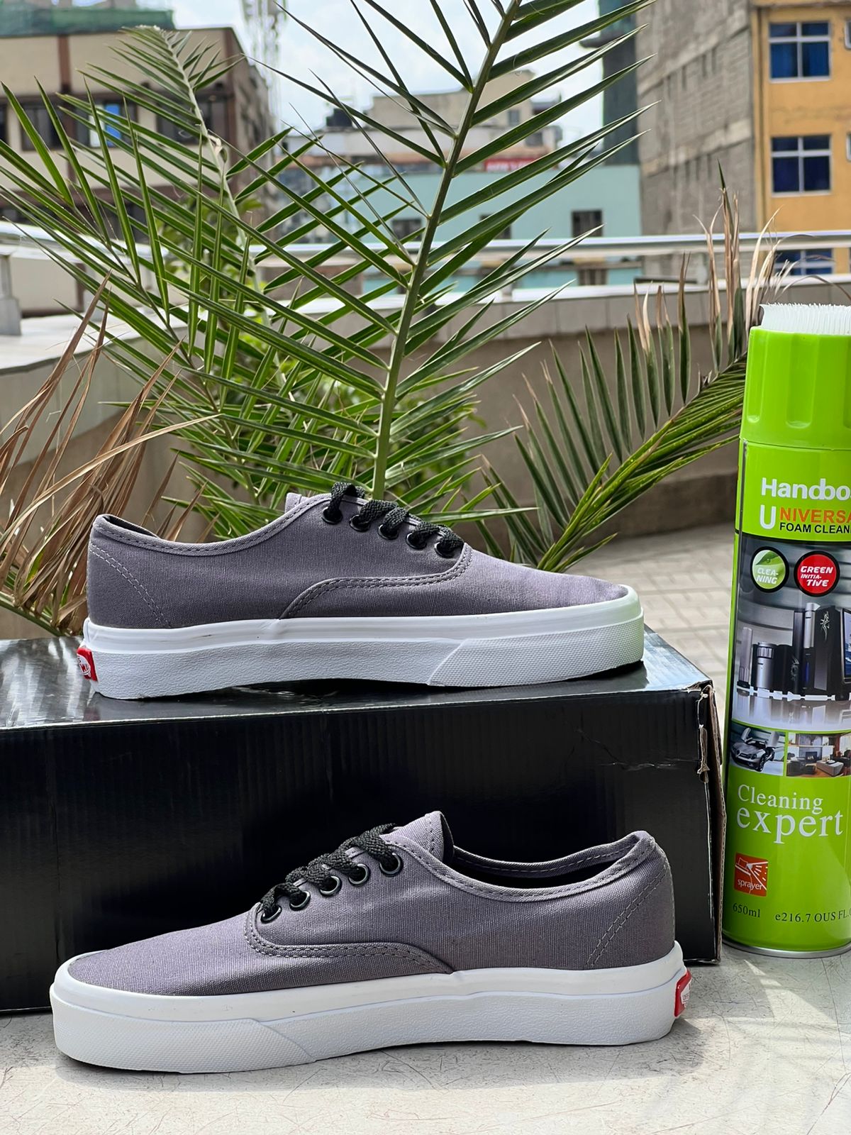Vans Grey Canvas Sneakers for Men & Women | Classic Slip-On Casual Shoes | Comfortable & Stylish for Walking, Travel, and Everyday Wear