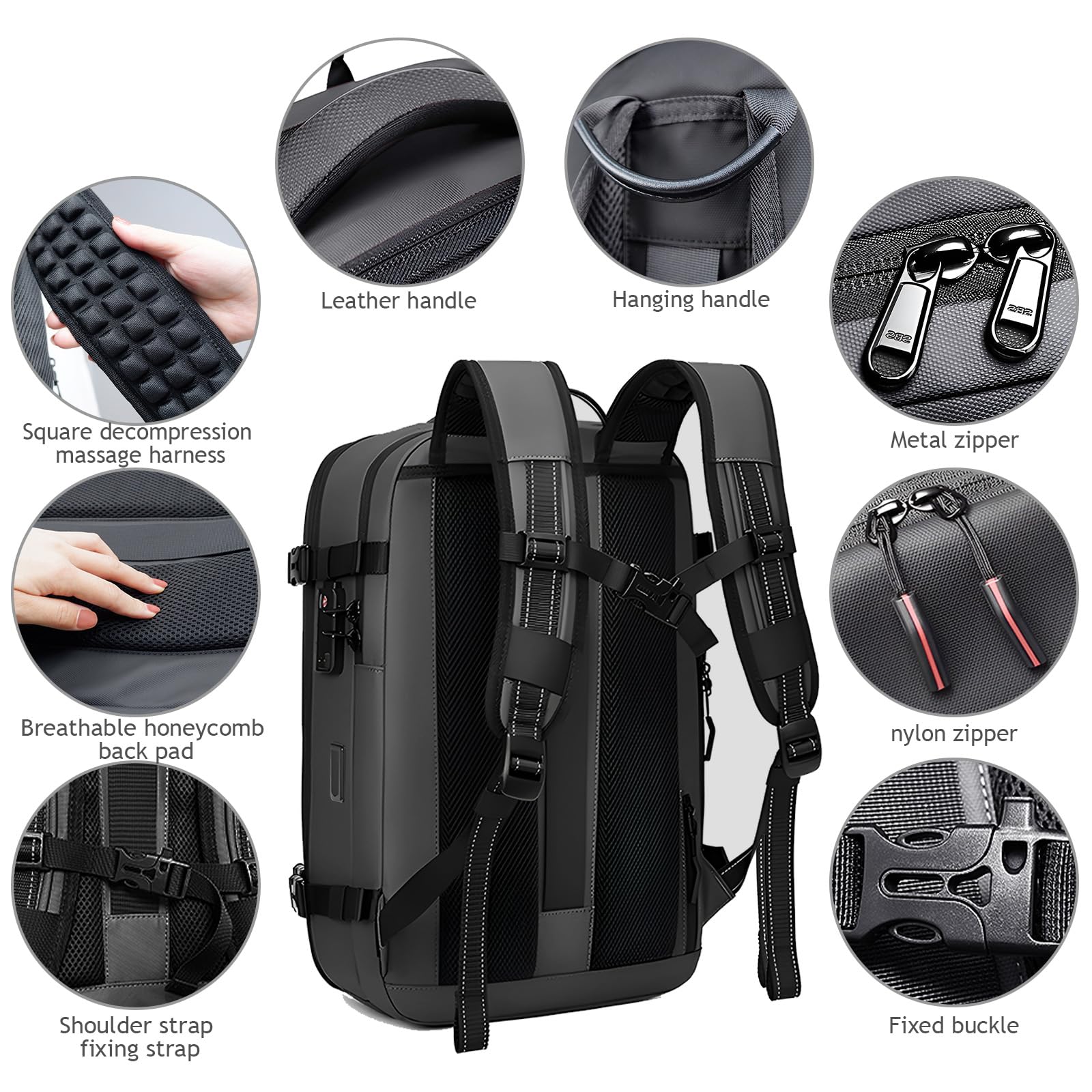 Airpack Backpack with USB Charging Port & Removable Vacuum Bag - Travel Laptop Backpack with Compression System, Built-in Lock & Air Pump for Business Trips, Vacations & Outdoor Adventures