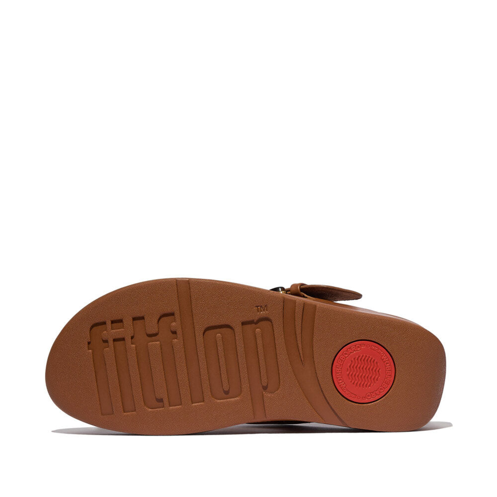FitFlop Lulu Resin Buckle Leather Sandals for Women - Comfortable & Stylish Deep Tan Casual Footwear - Perfect for Summer, Beach, and Everyday Wear