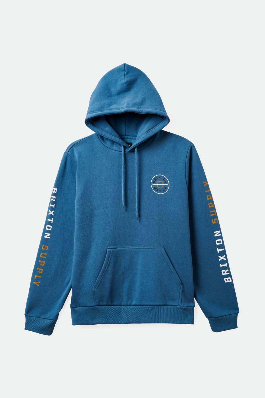 Crest Hood - Ocean Blue & Golden Brown - Stylish & Comfortable Unisex Hoodie for Outdoor Activities & Casual Wear
