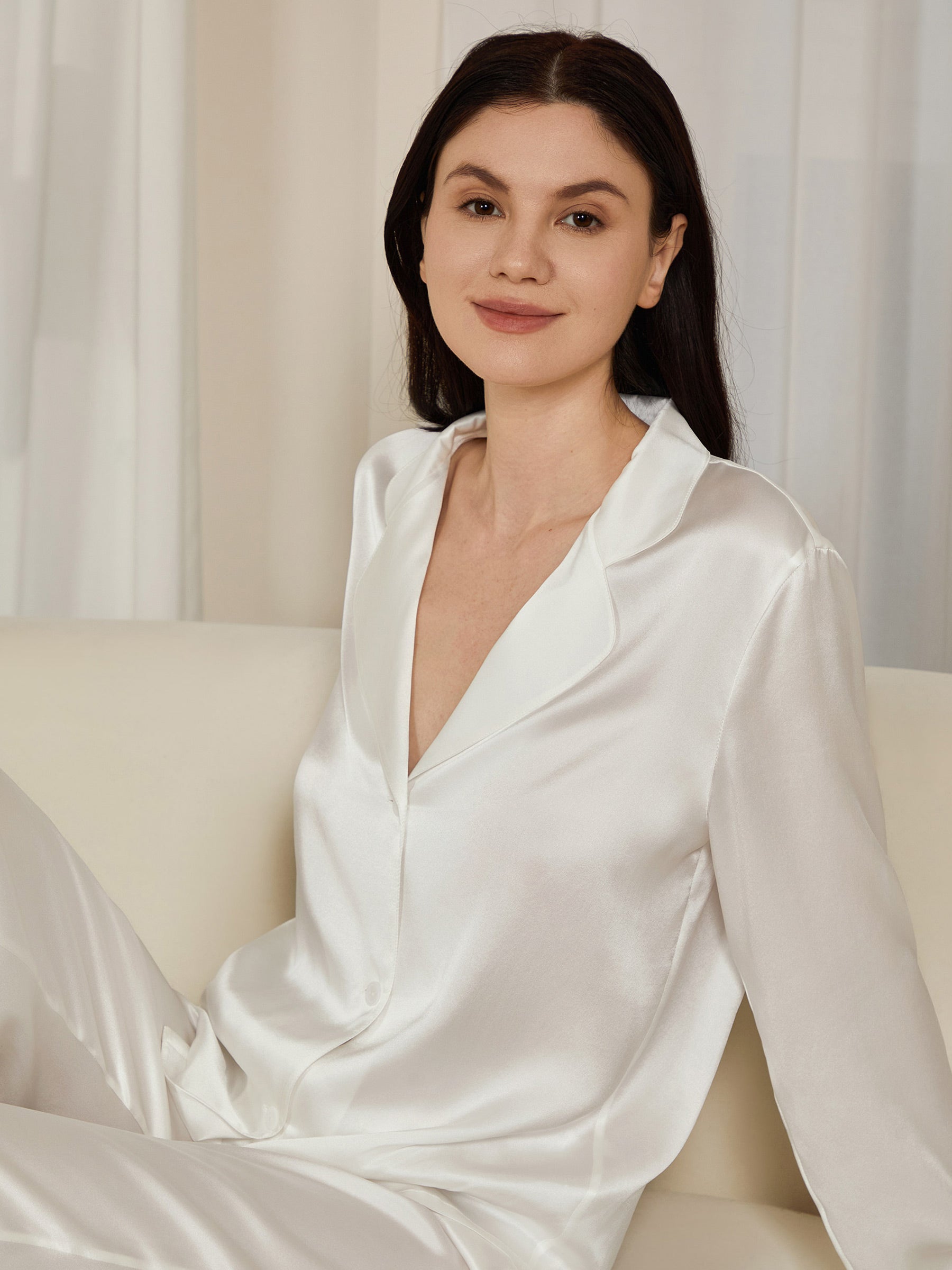 Yves Classic Silk Pajama Top for Women - Luxury 100% Mulberry Silk Sleepwear - Elegant Loungewear for Bedtime & Relaxation